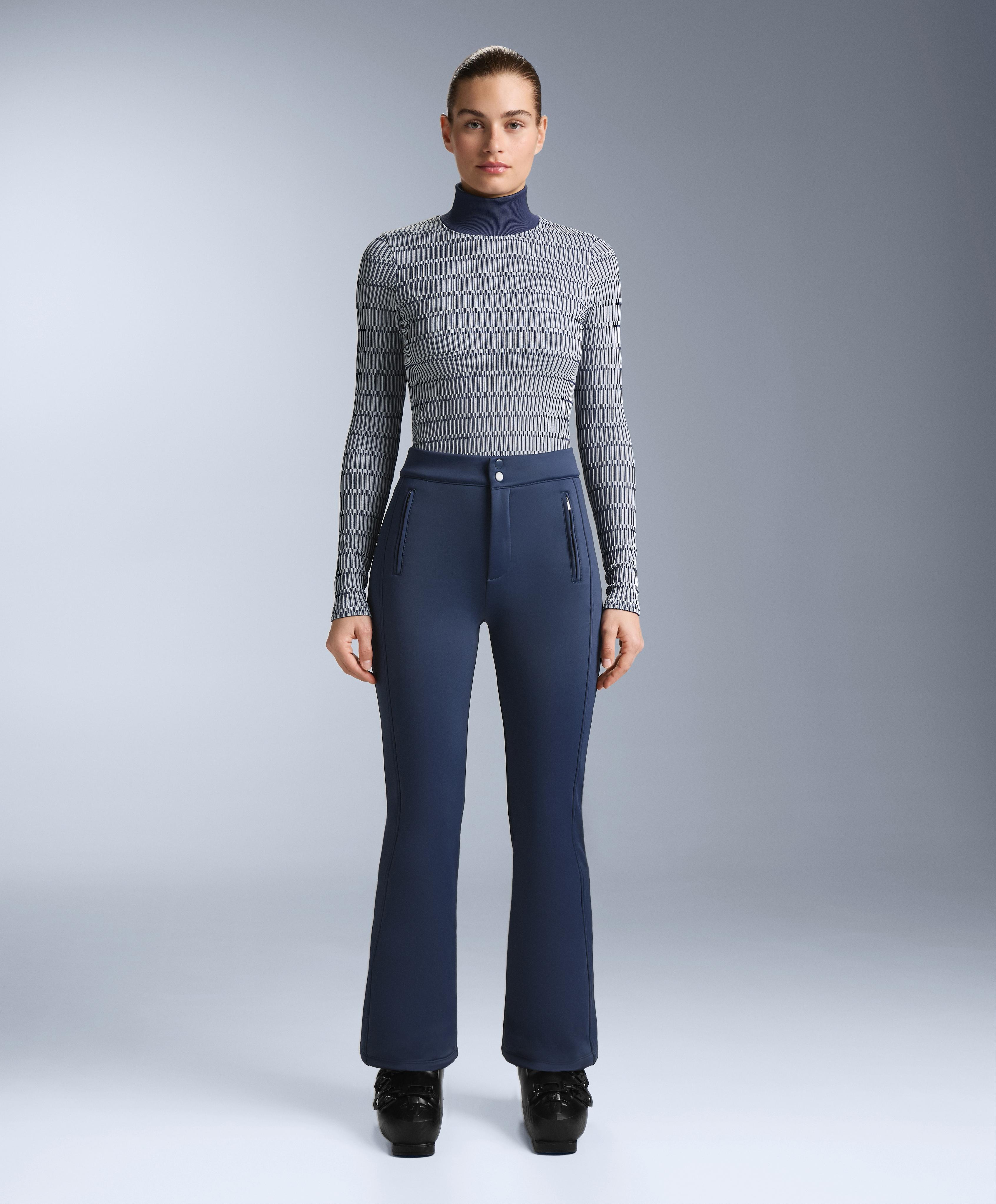 Geometric seamless thermal base layer T-shirt — NAVY BLUE