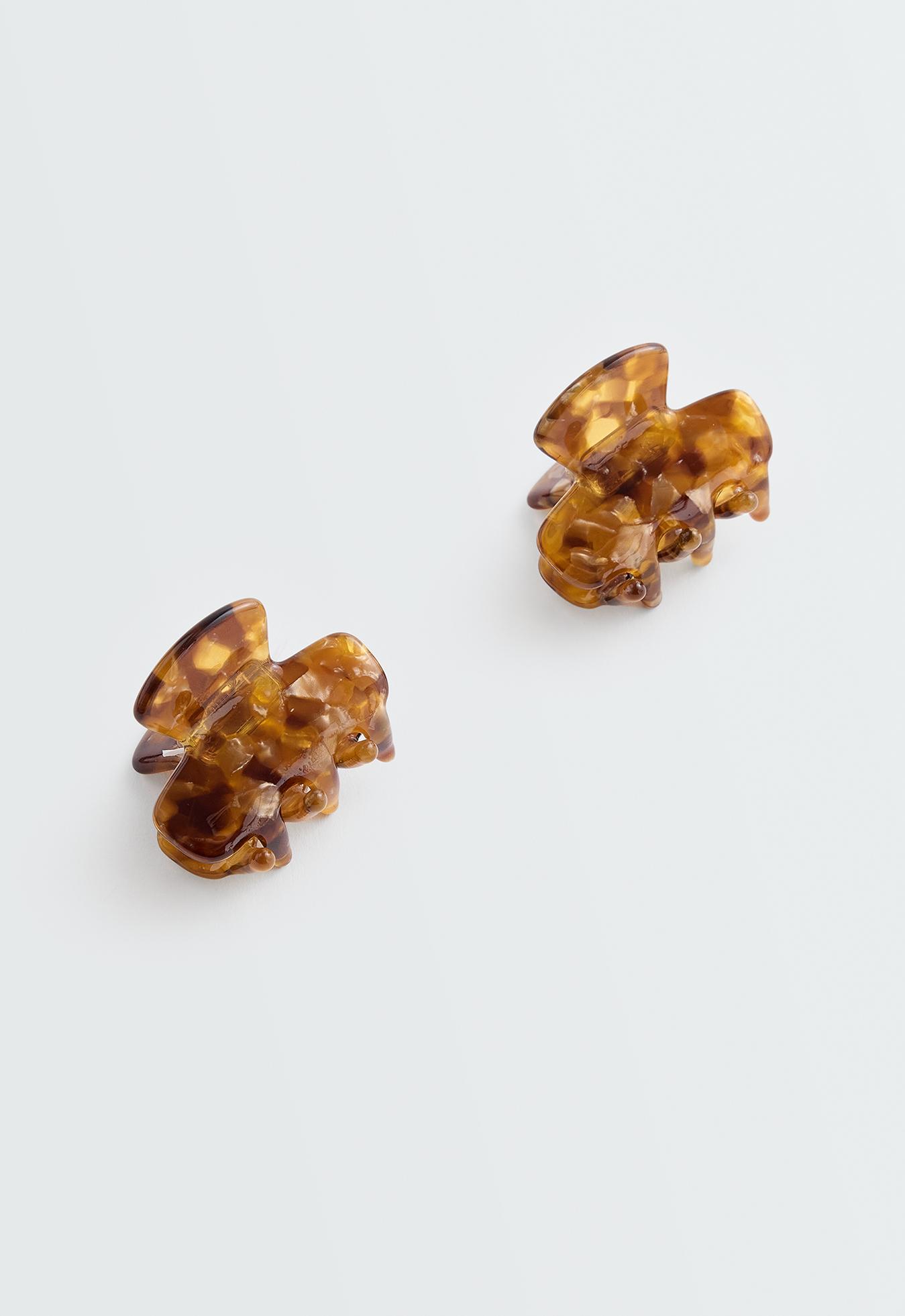 2 mini tortoiseshell hair clips — COPPER