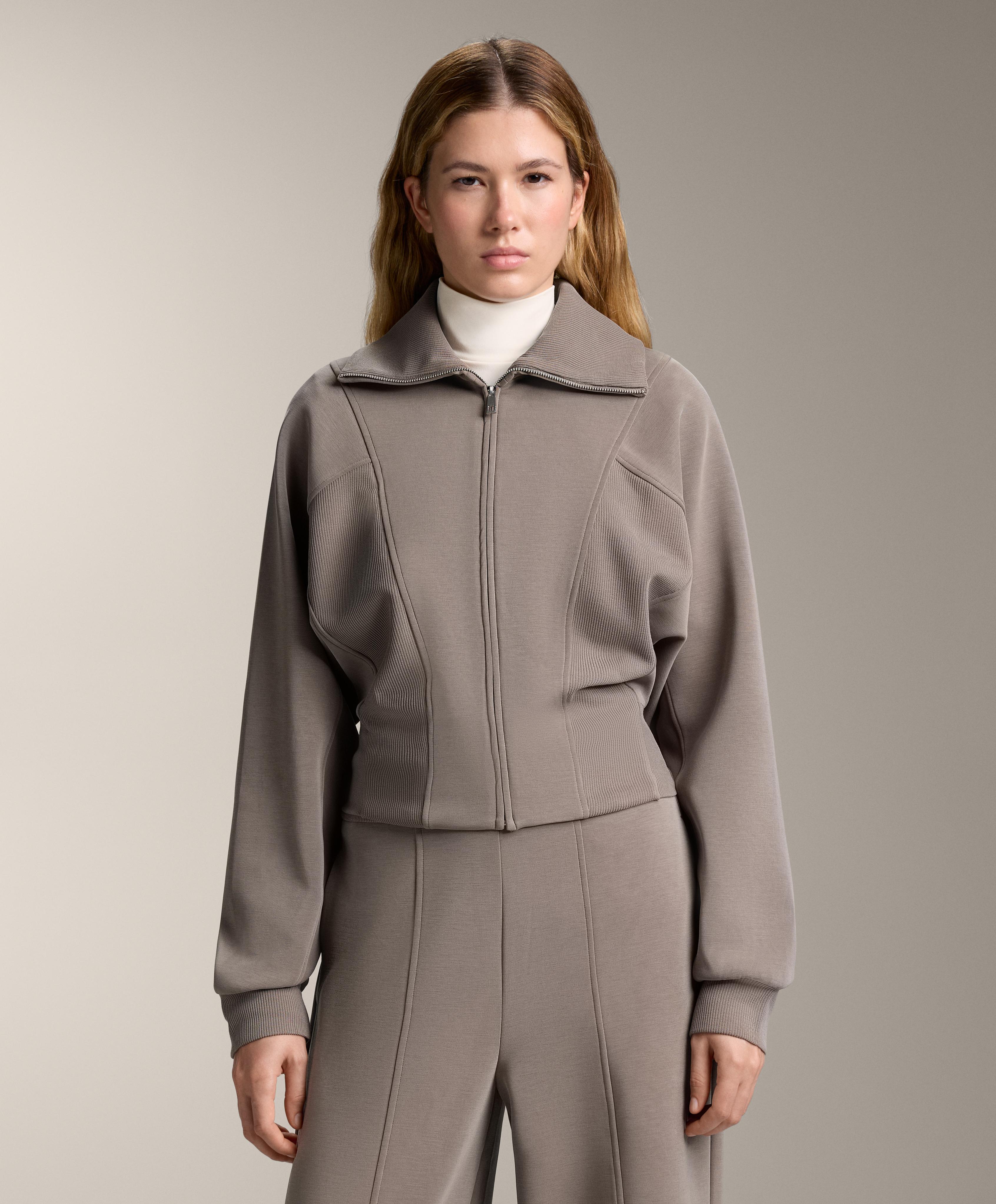 High-neck jacket with rib details and modal High-neck jacket with rib details and modal