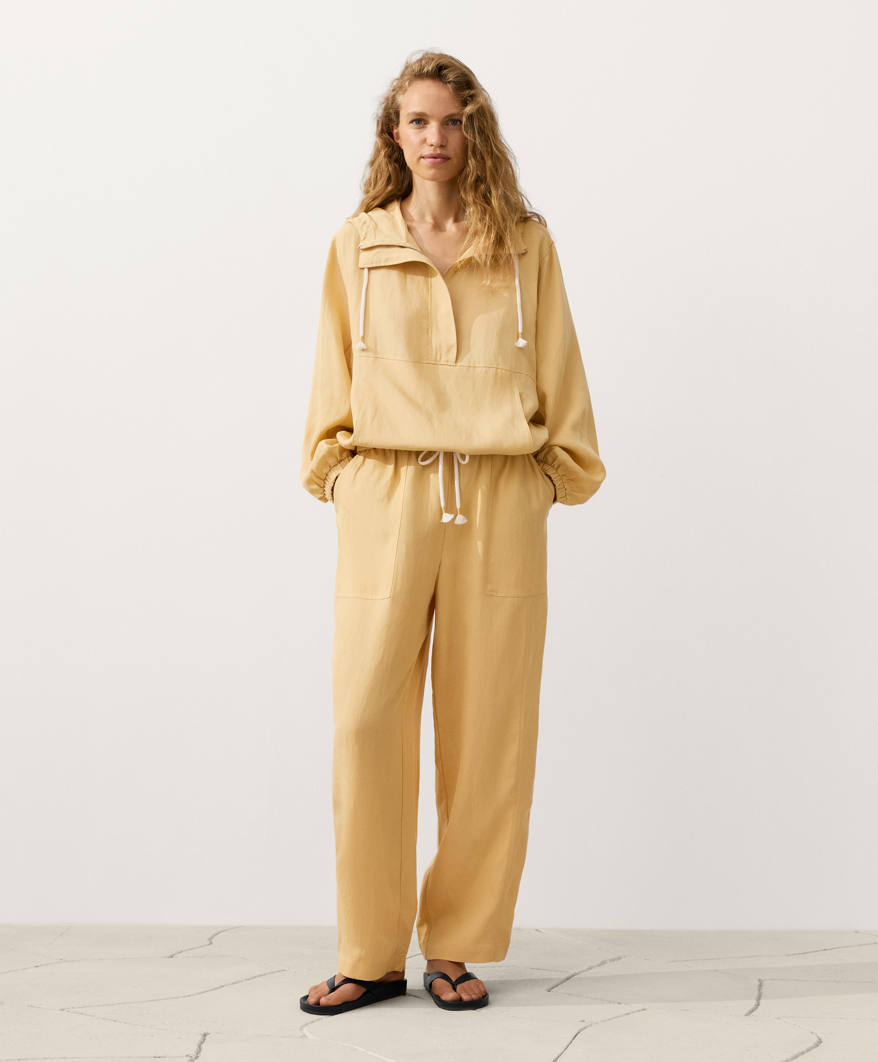 Lyocell blend and 24% linen straight trousers — MID-YELLOW