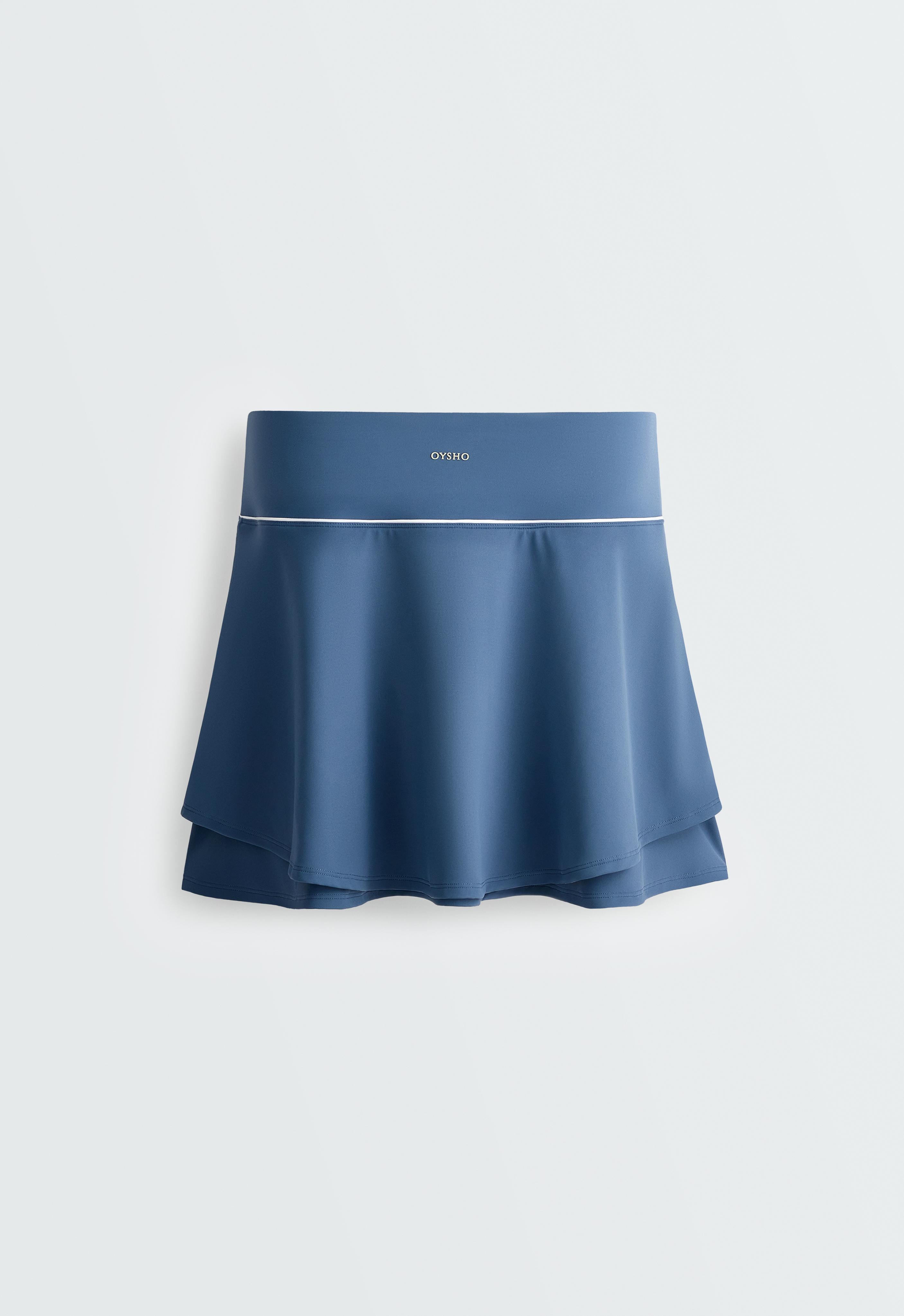 Double layer high rise short skirt — MID GREY-BLUE