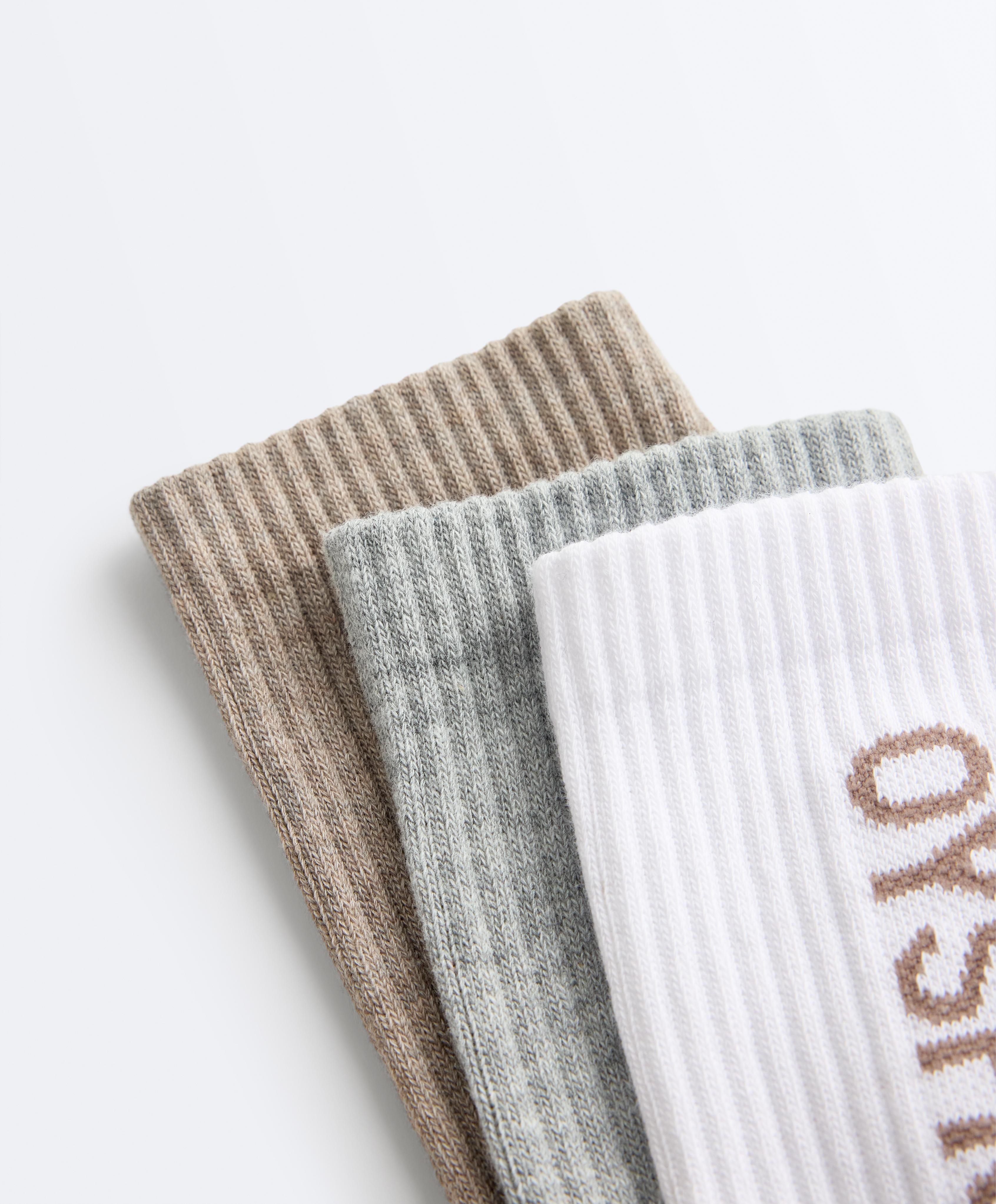 3 pairs of cotton blend classic socks — WHITE