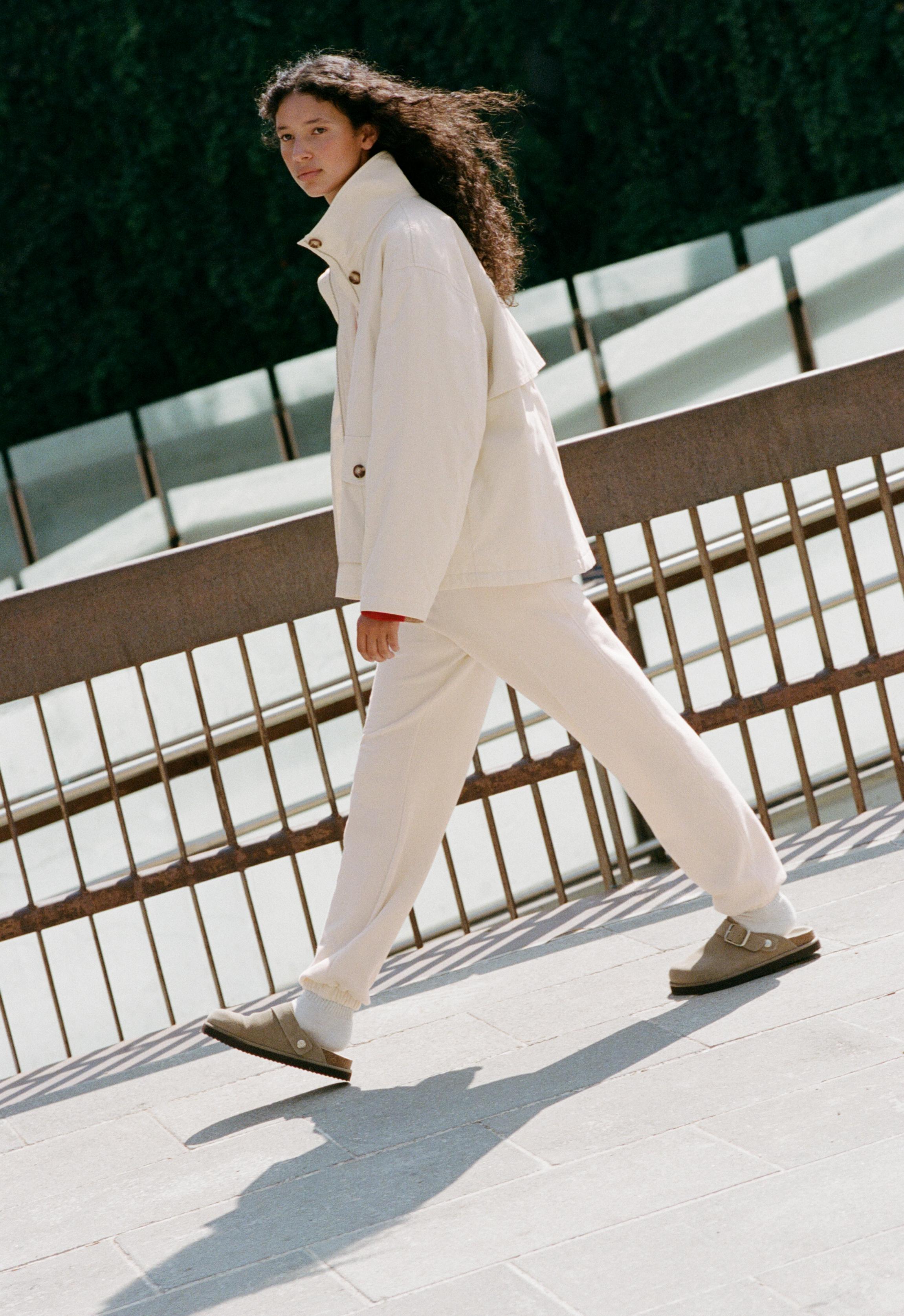 Cotton-blend fleece joggers — PALE ECRU