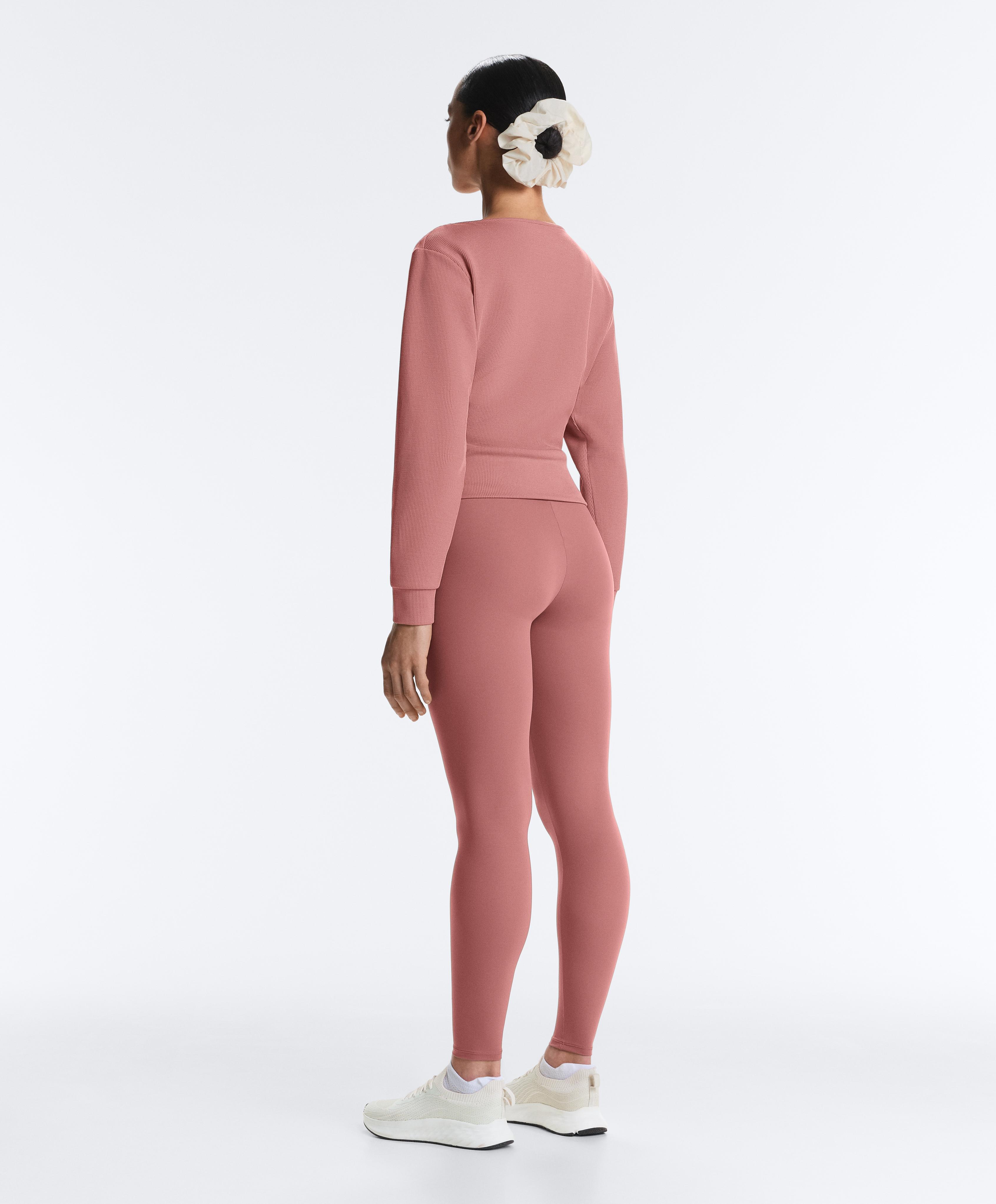 Wrap rib brushed modal sweatshirt — PALE PINK