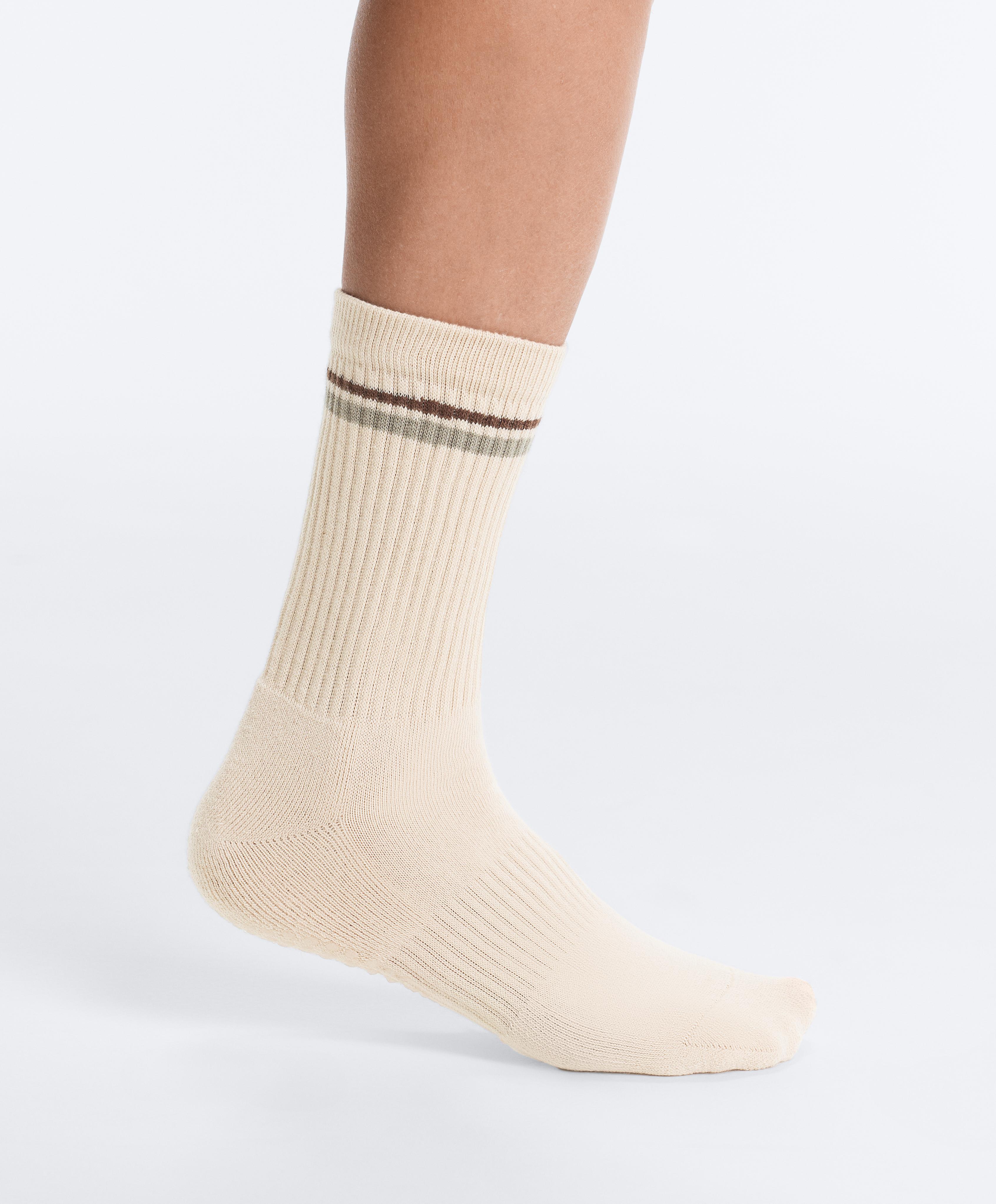 2 pairs of Classic cotton blend yoga and Pilates socks — SOFT AQUA GREEN