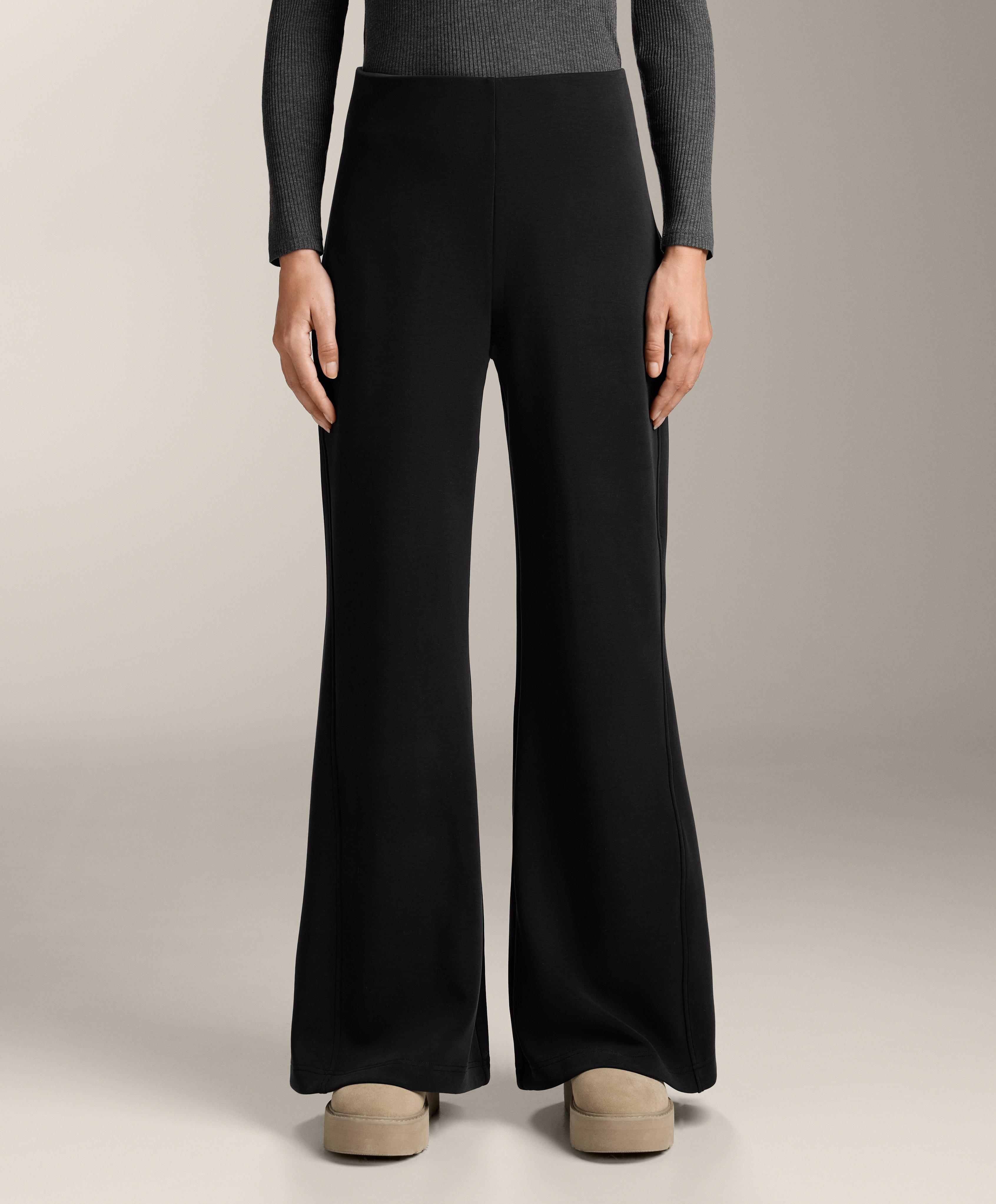 Super high-rise flare trousers with brushed modal — BLACK