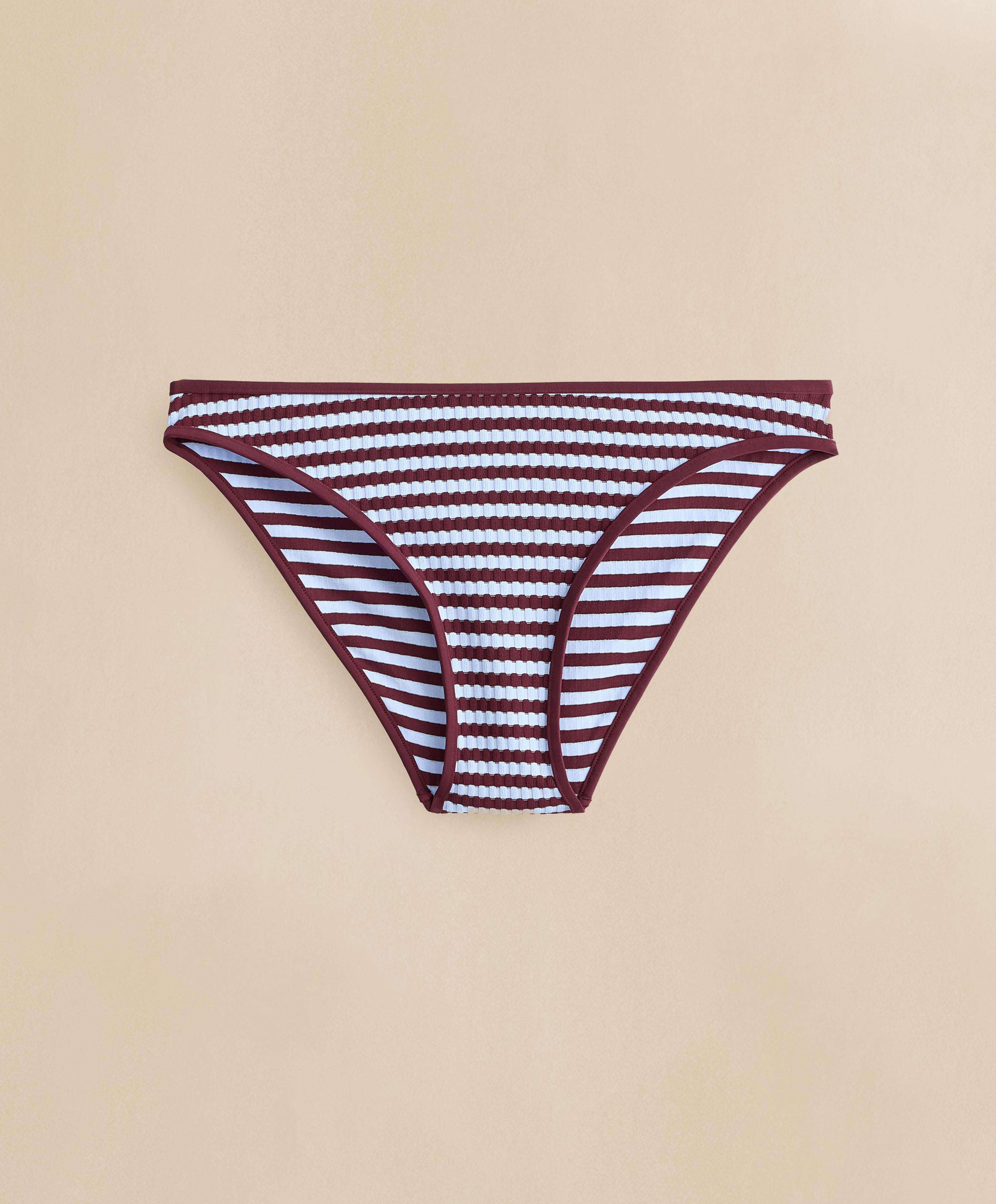 Textured stripe classic bikini briefs — CHERRY