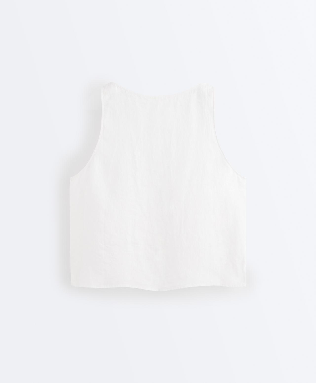 100% linen boxy top — WHITE 