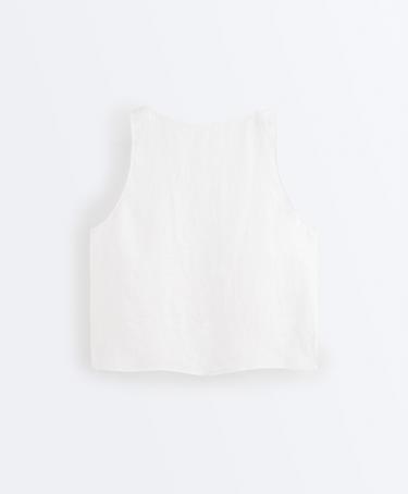 100% linen boxy top — WHITE  8