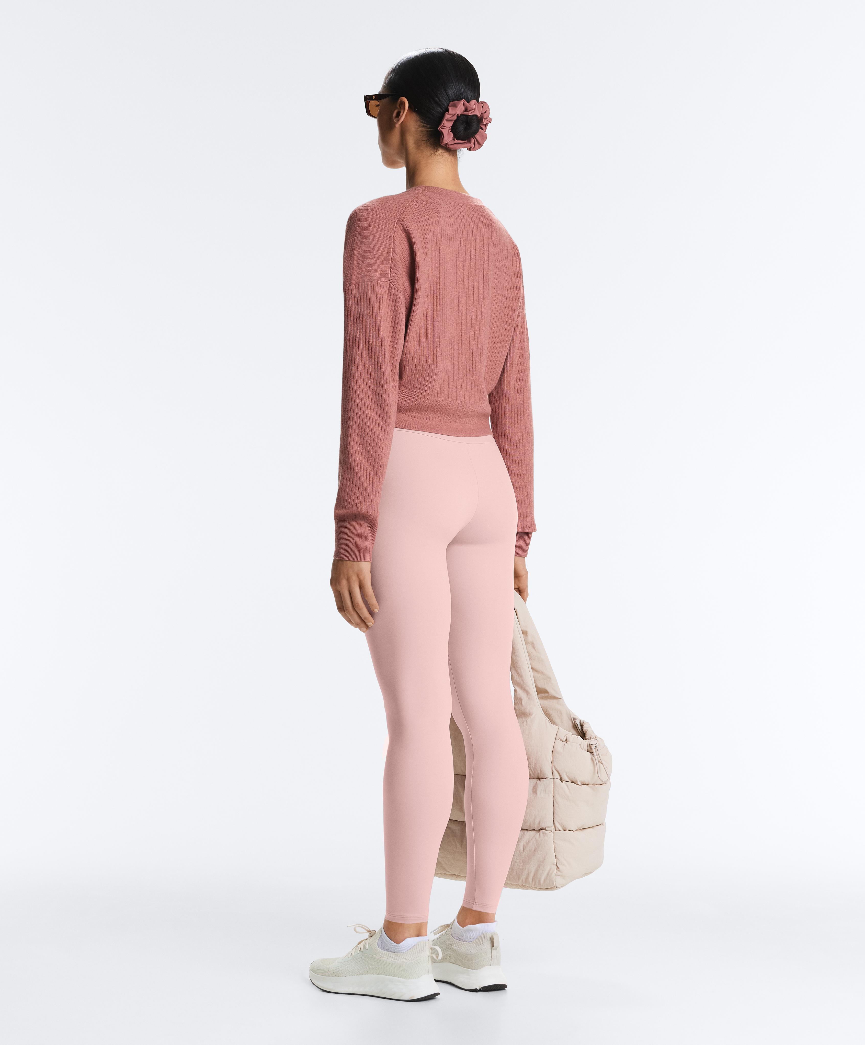 Rib knit cardigan — PALE PINK