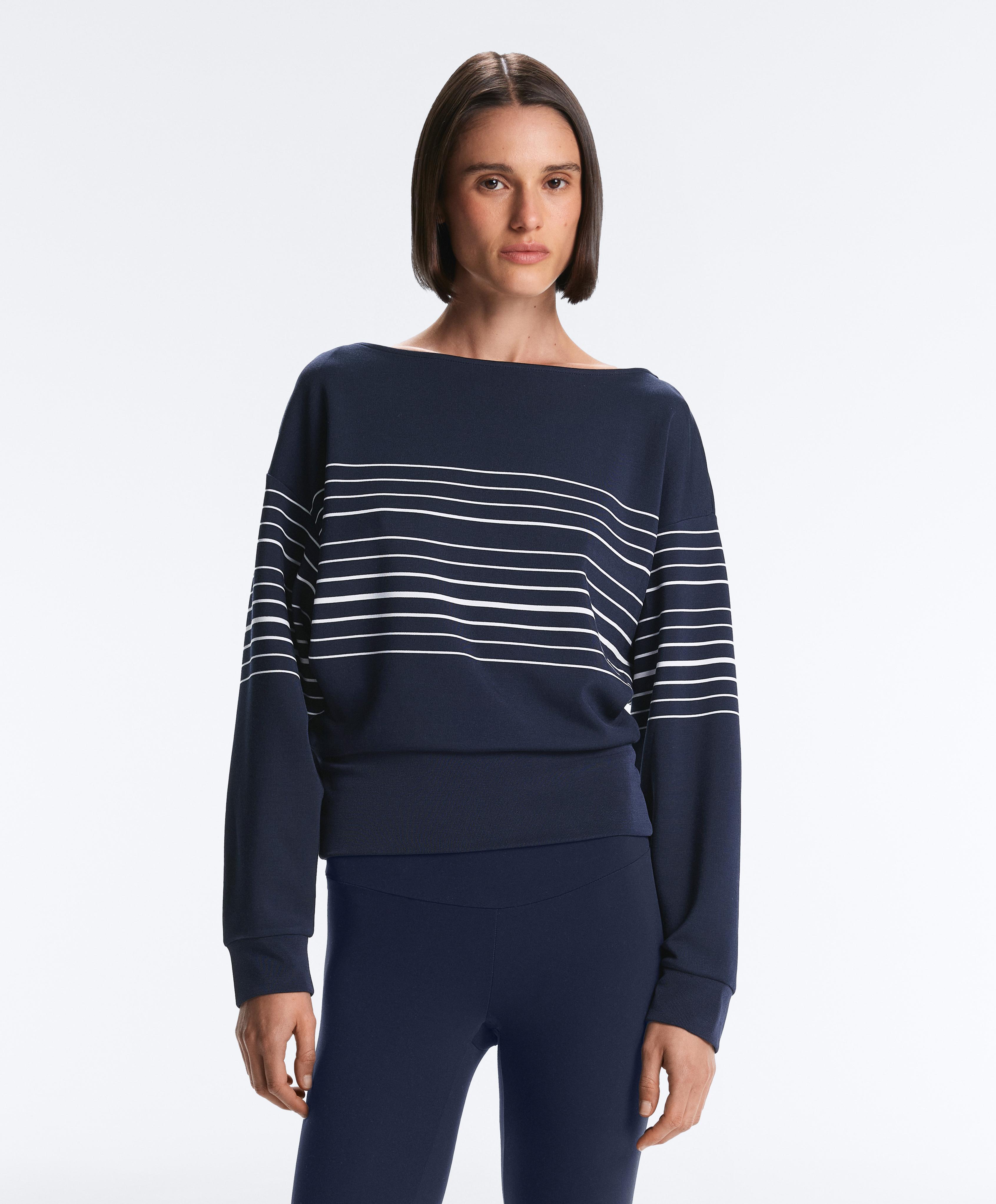 Sailor stripe soft-touch sweatshirt with modal — NAVY BLUE