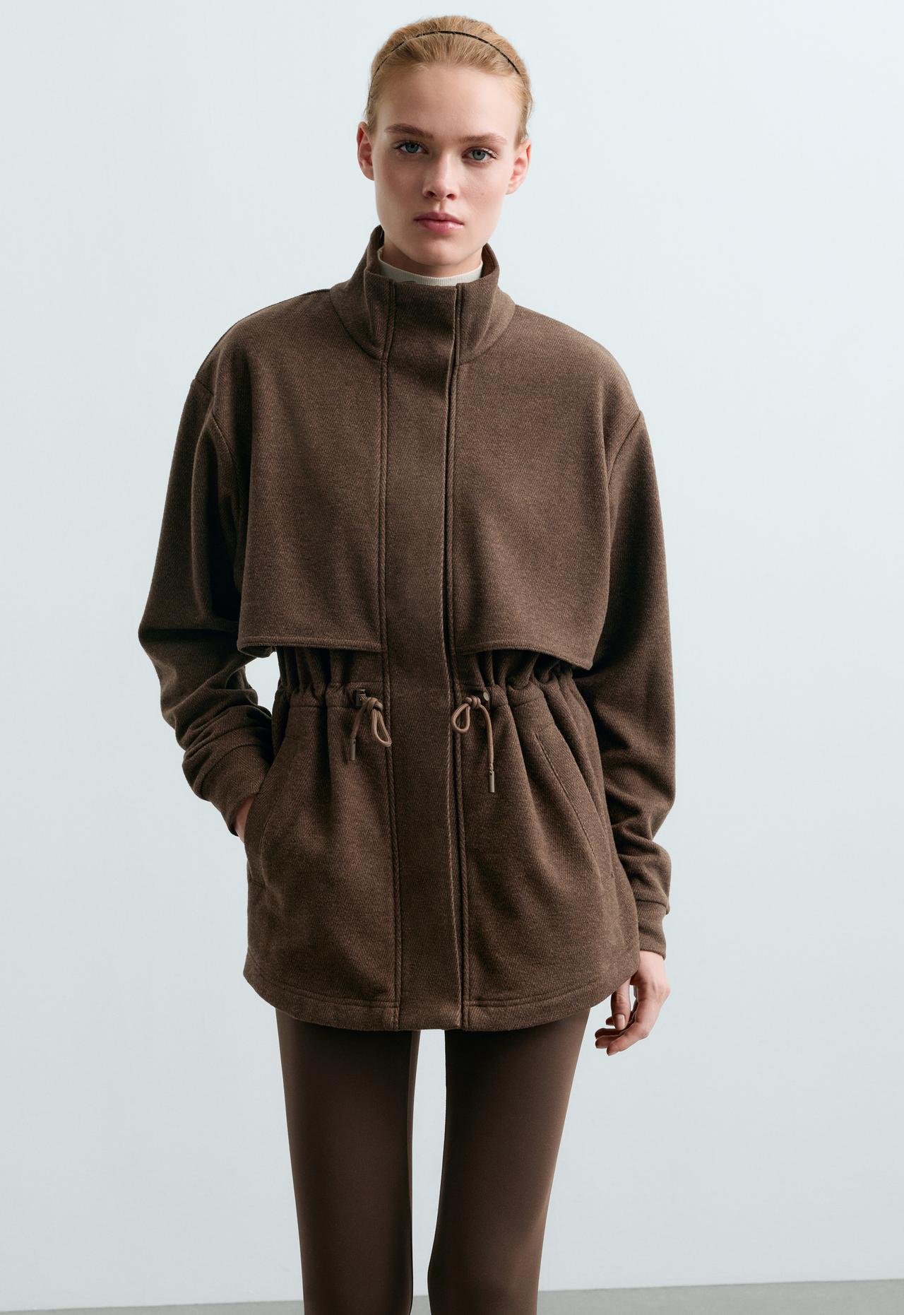 Long herringbone jacket — BROWN