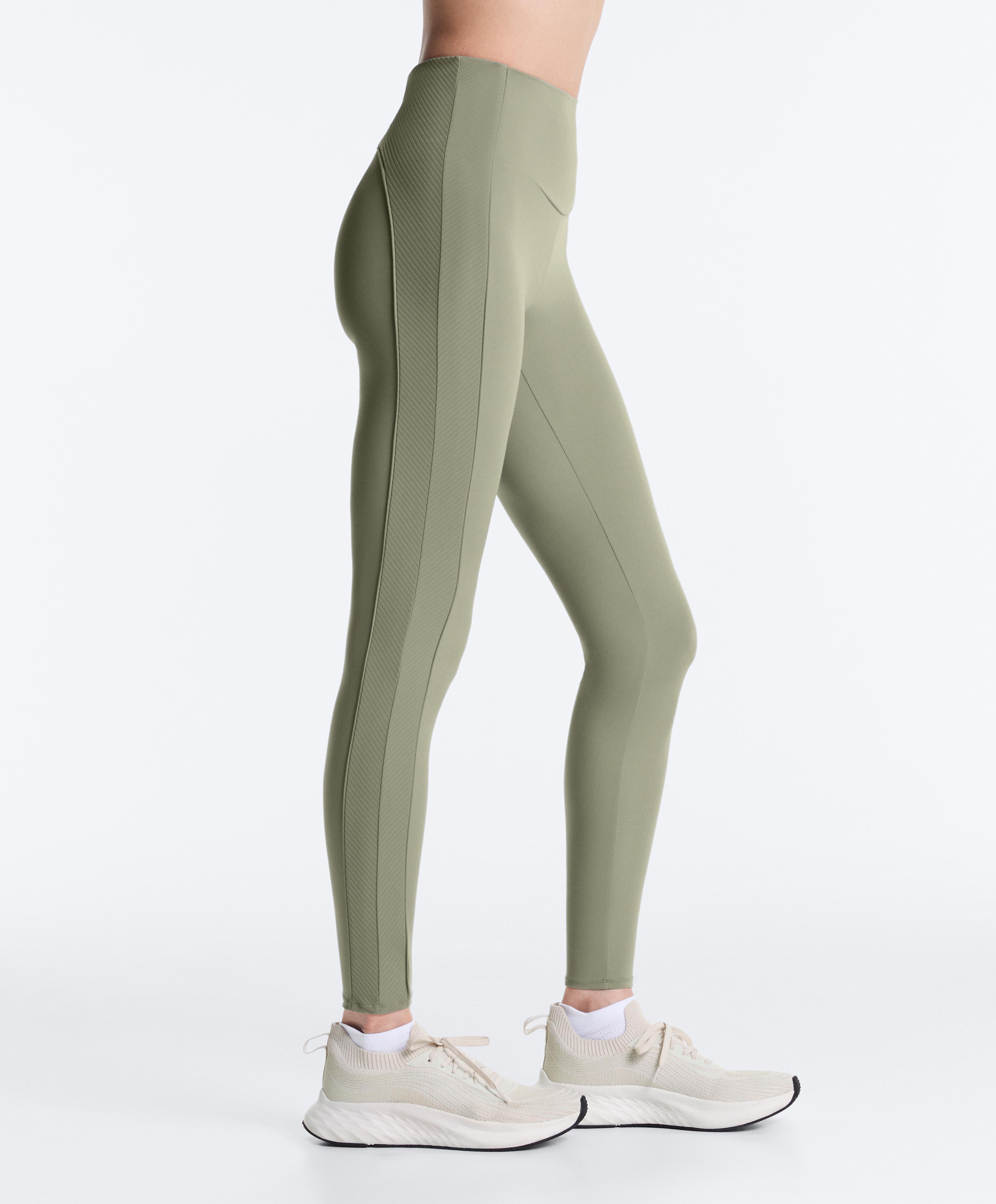 Comfortlux high-rise rib ankle-length leggings — PALE GREEN