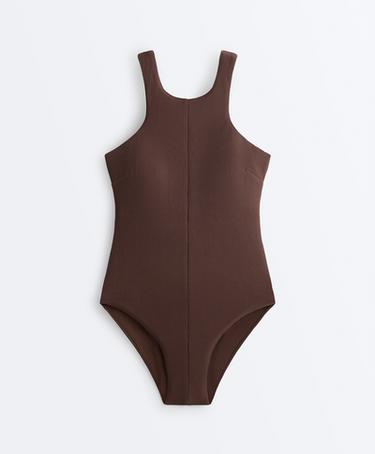 Rib halter swimsuit — CHOCOLATE 8