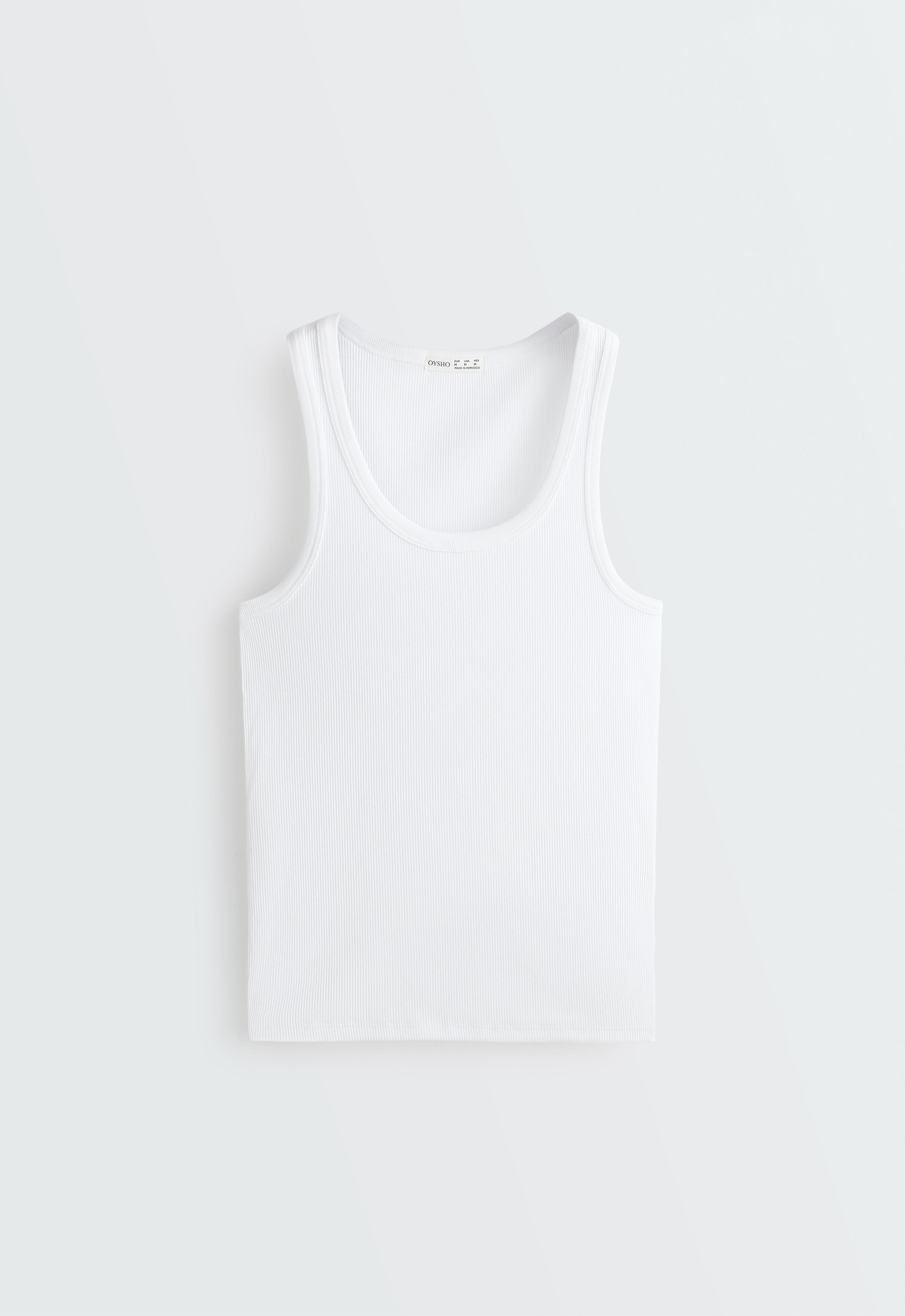 Slim-fit rib vest top with cotton and modal — WHITE
