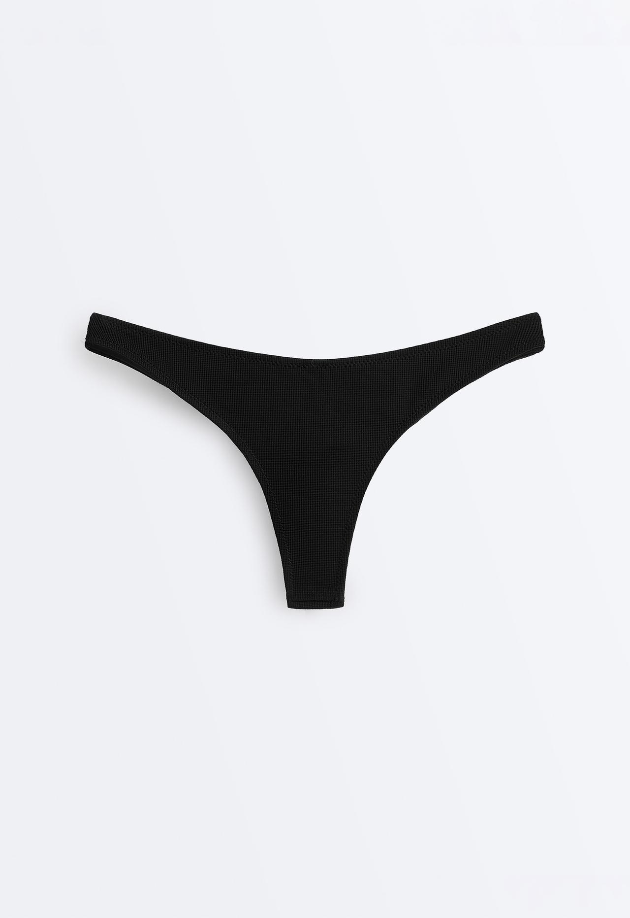 Piqué Brazilian bikini briefs — BLACK