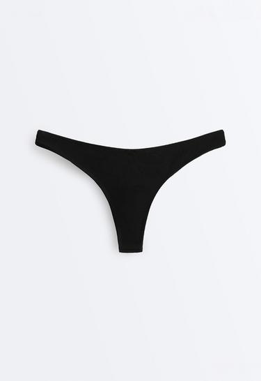 Piqué Brazilian bikini briefs — BLACK 8