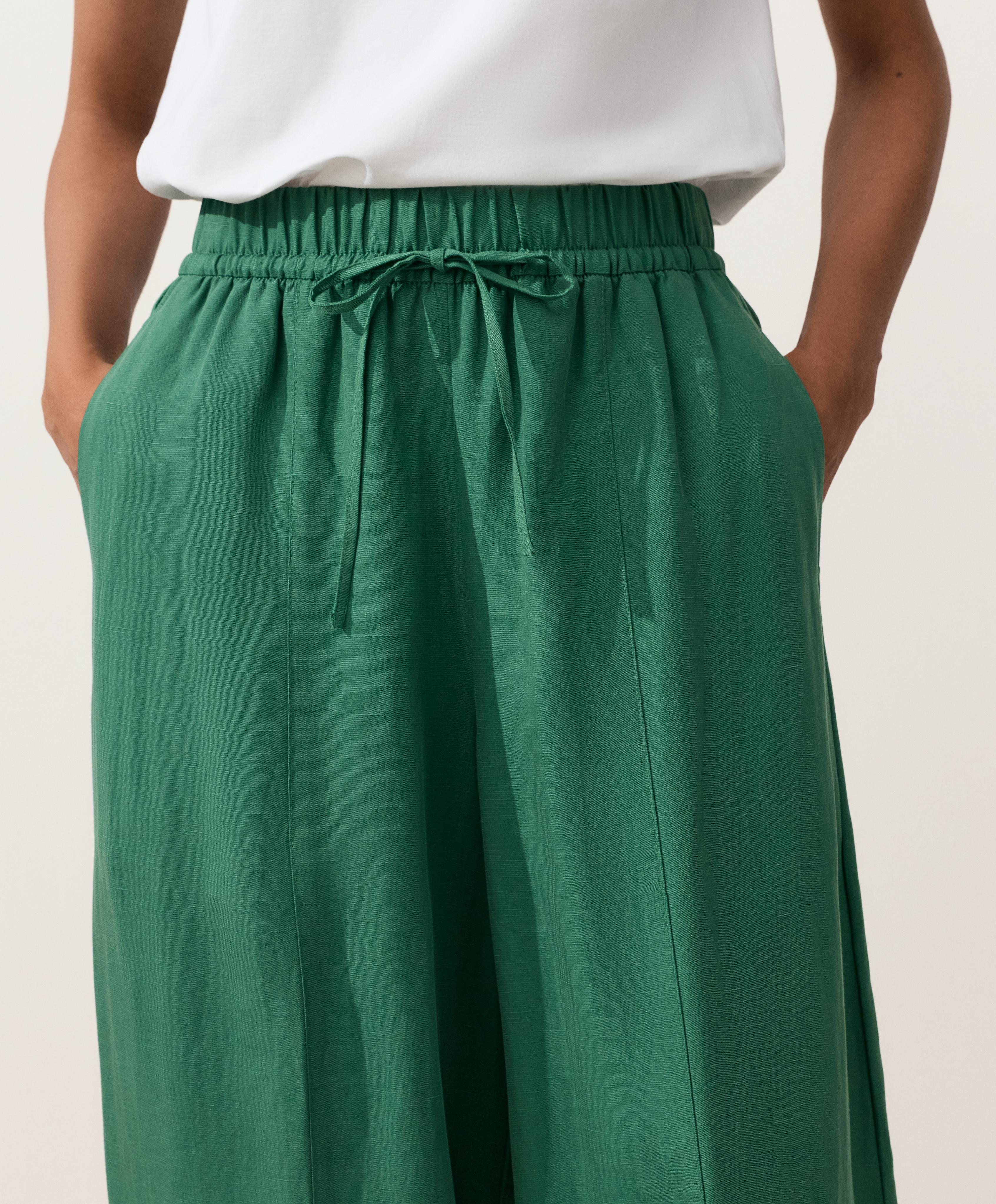 Balloon trousers lyocell blend and 24% linen with seams — EMERALD GREEN