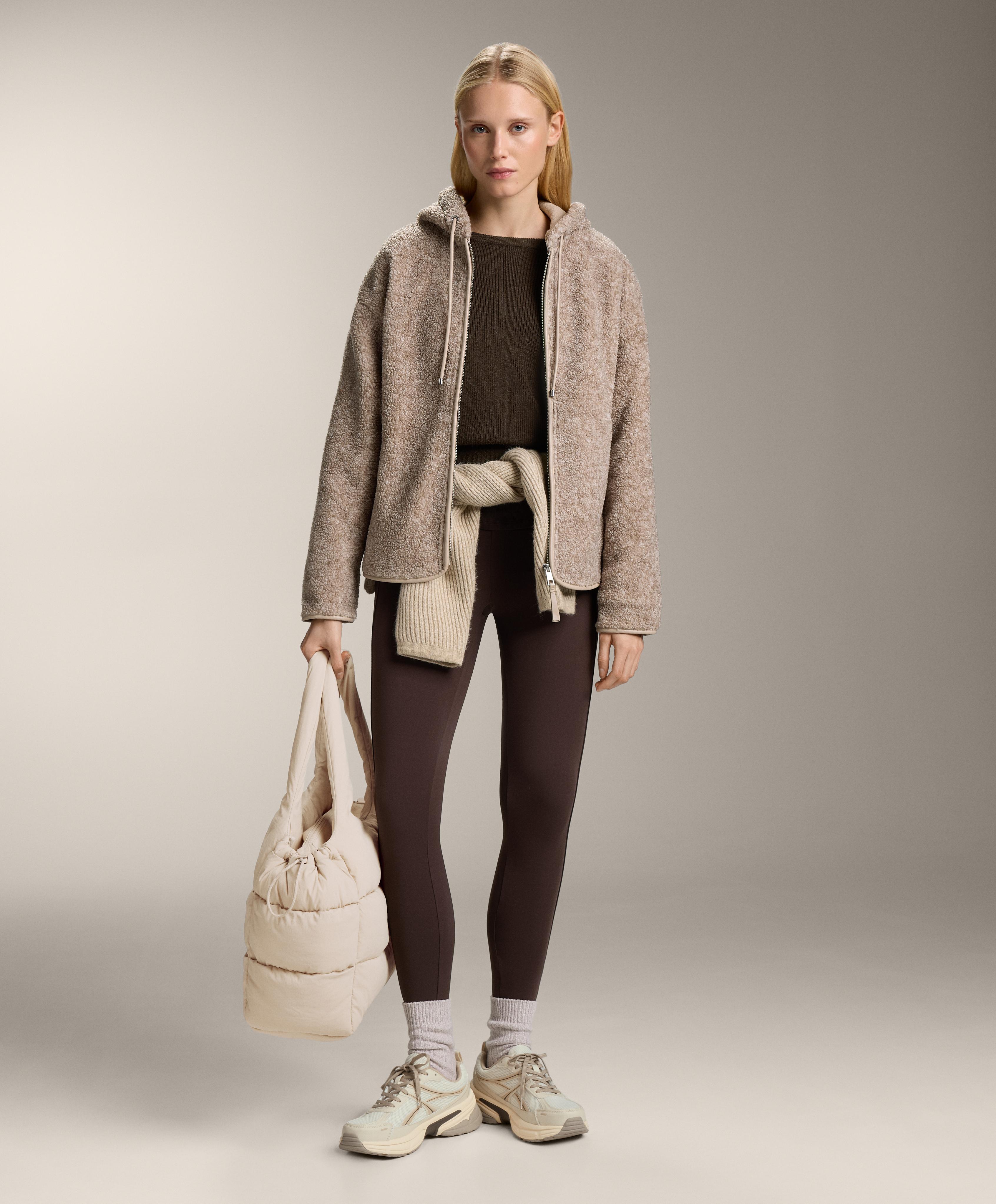 Faux-shearling hooded jacket — MINK MELANGE
