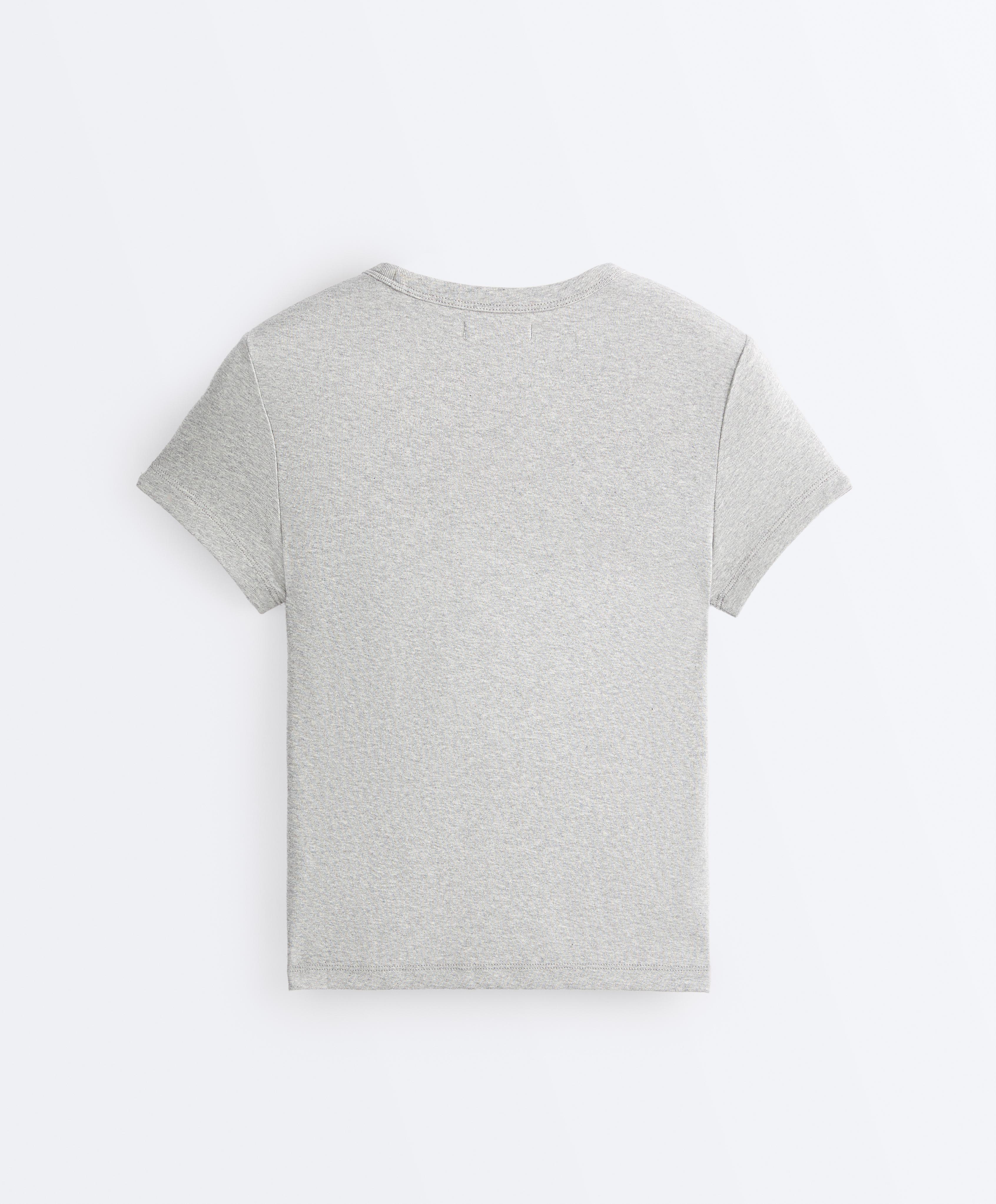 Fitted short sleeve rib T-shirt in cotton blend — GREY MELANGE
