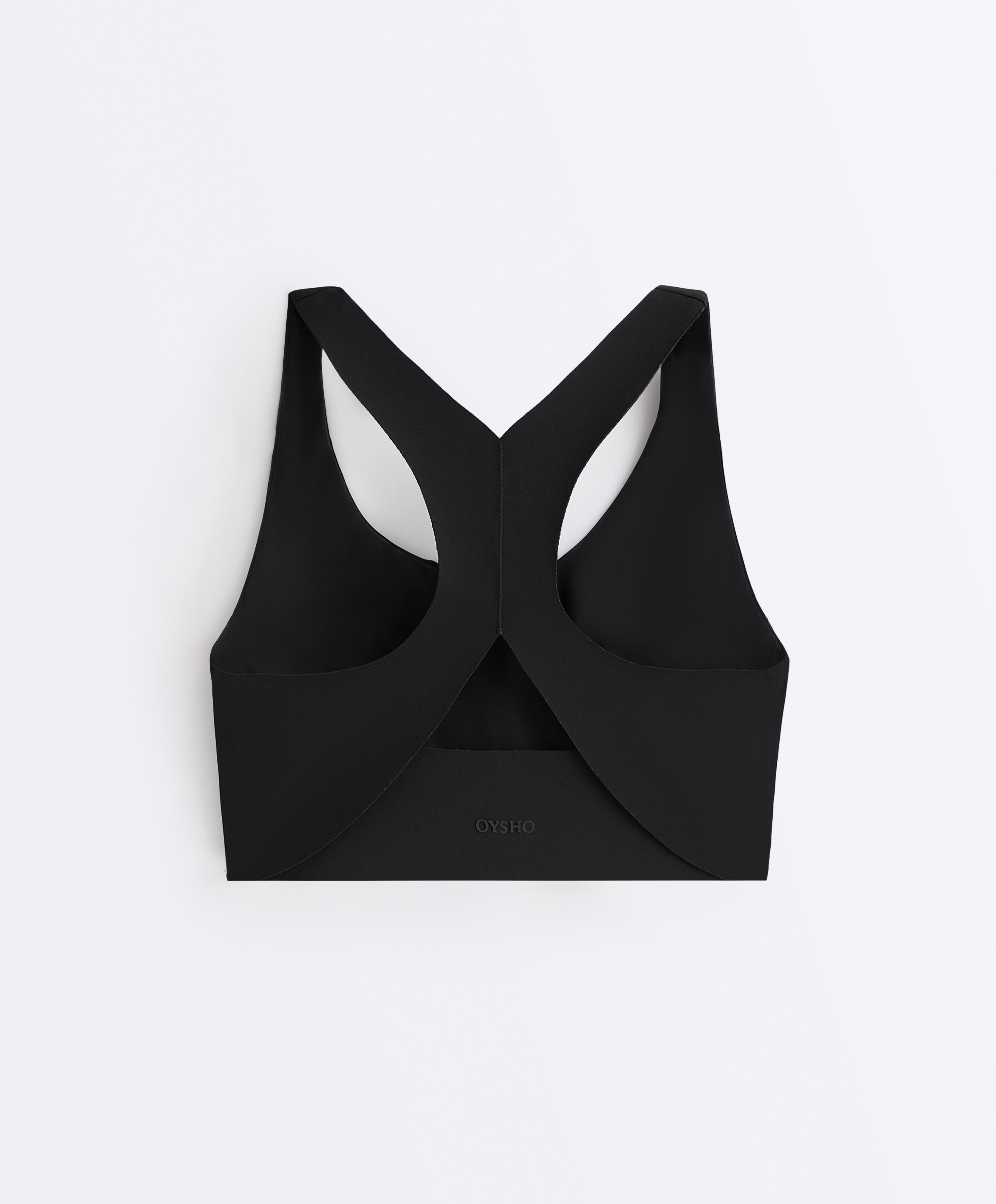 Medium-support compressive bra with cups — BLACK