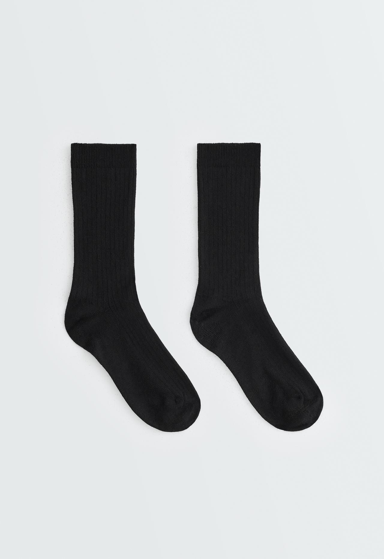Ribbed modal blend socks with 15% cashmere — BLACK