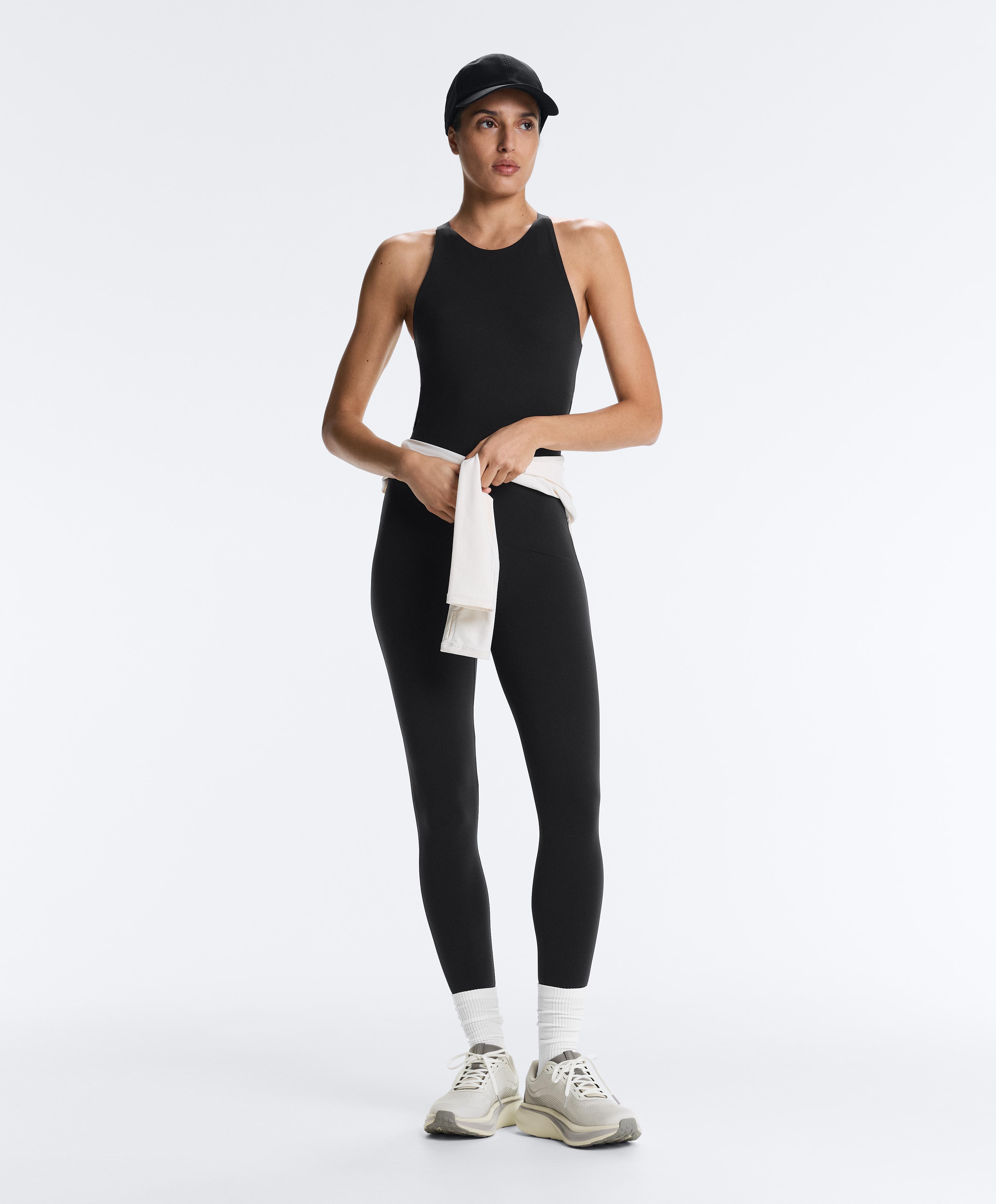 Long Compressive halterneck jumpsuit — BLACK