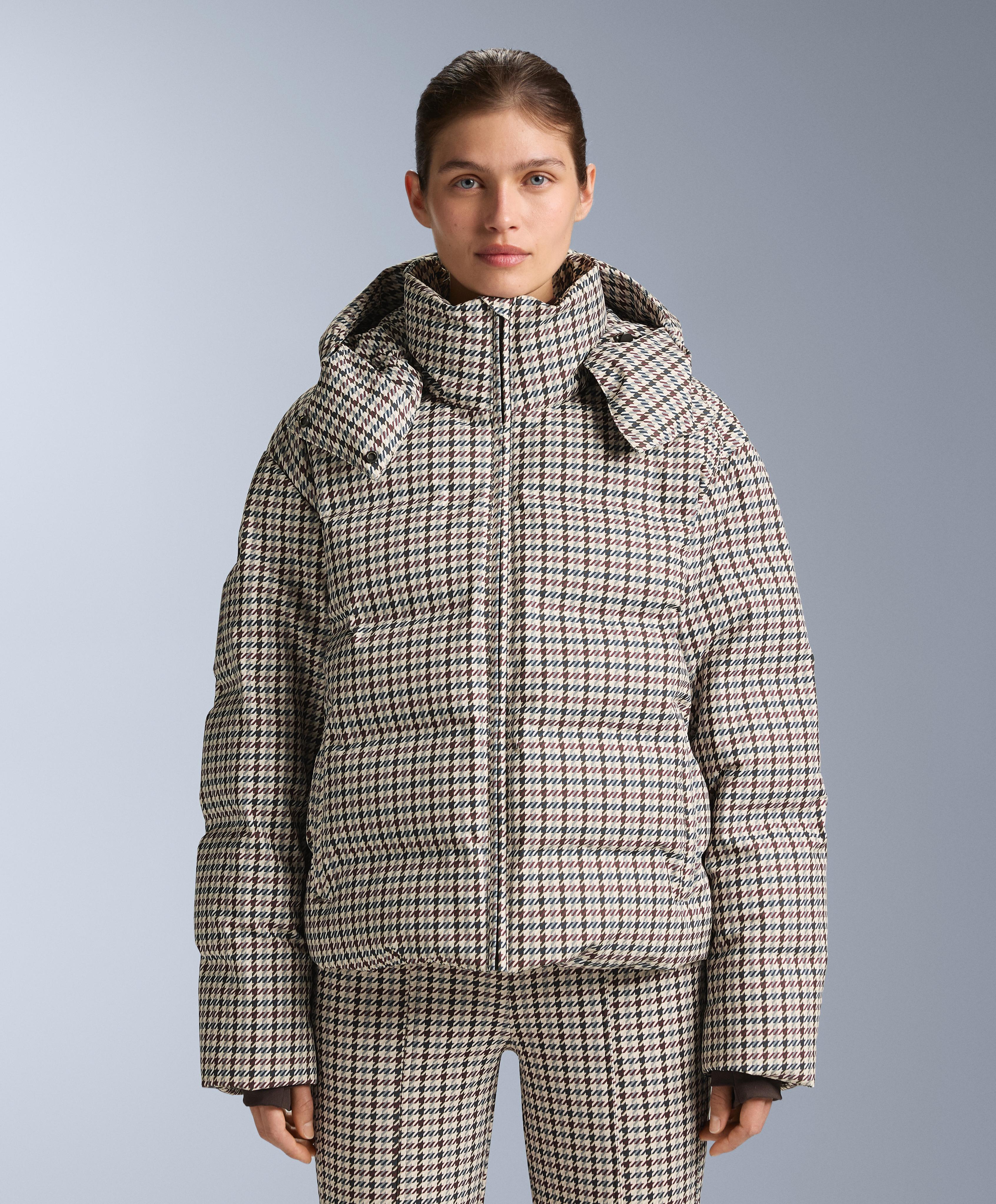 Printed padded jacket 80% down and 20% feather MINARDI PIUME SKI 10k — PALE MINK