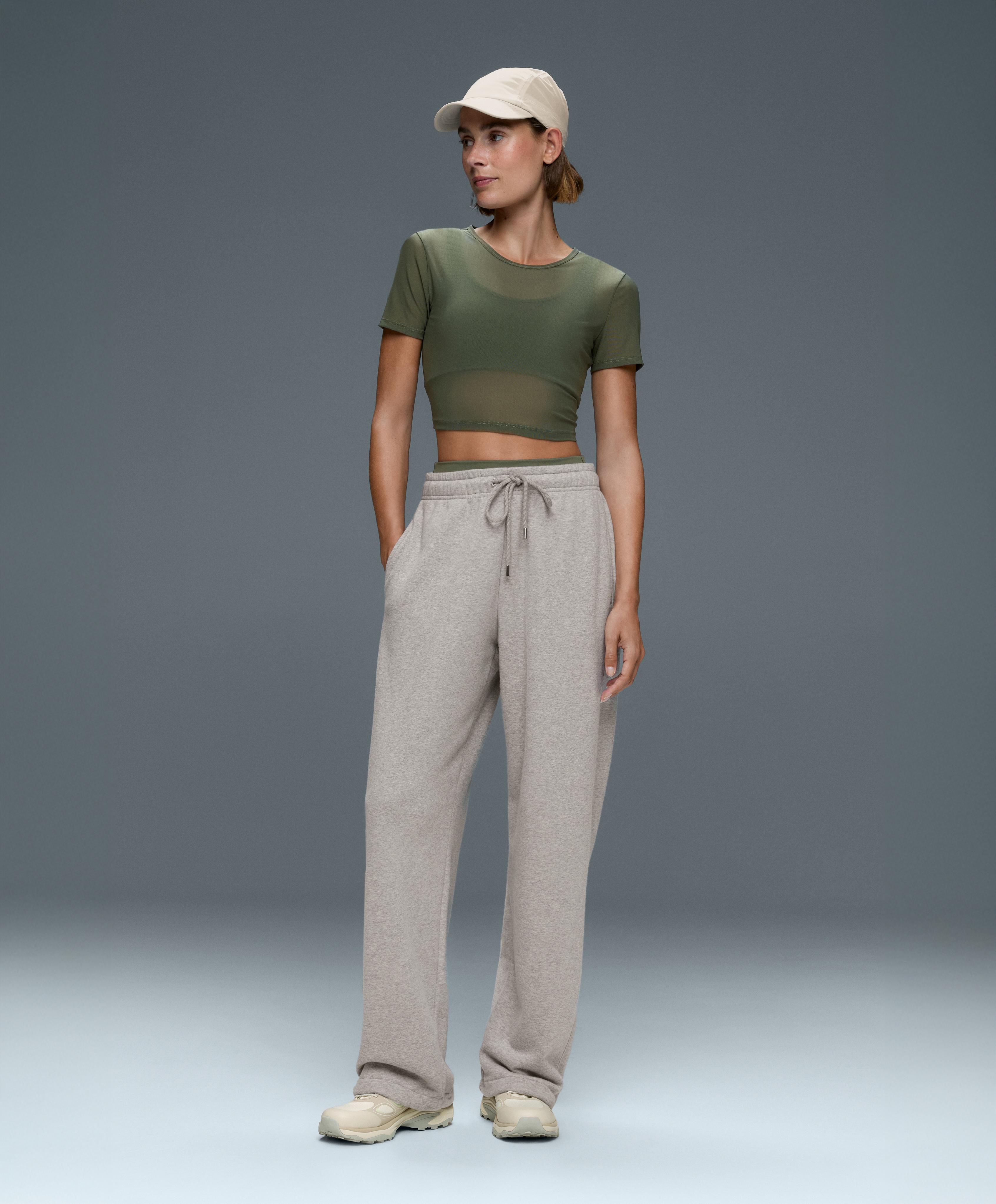 Evermove short-sleeved overlay tank top — KHAKI