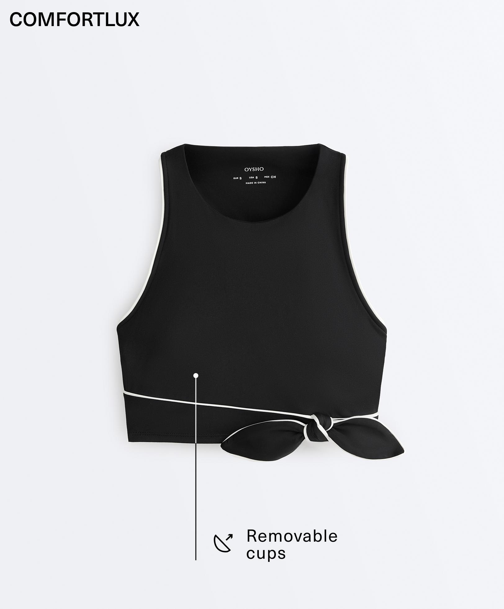 Comfortlux sleeveless tie tank top — BLACK