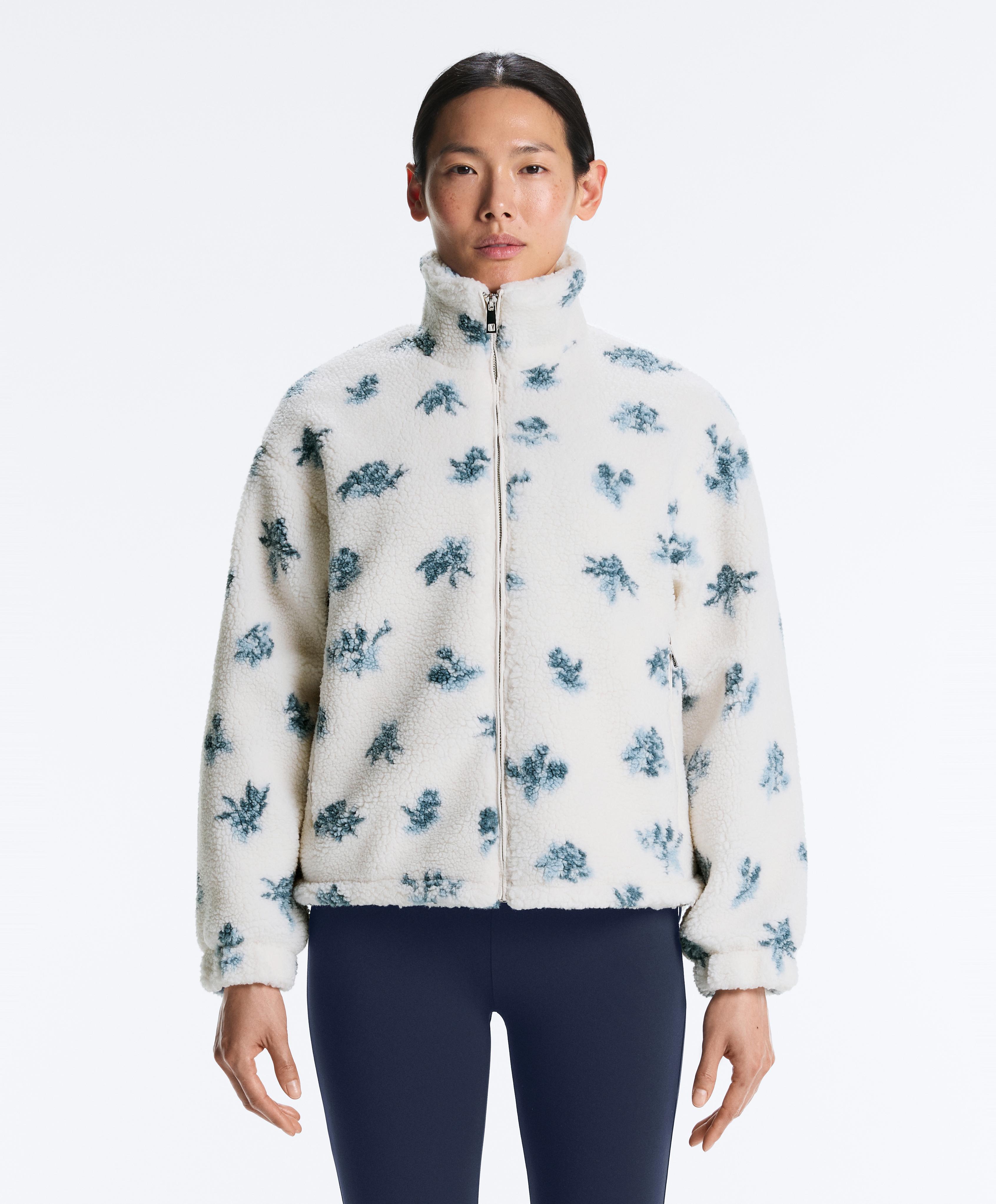 Floral faux-shearling jacket — DUSTY-BLUE