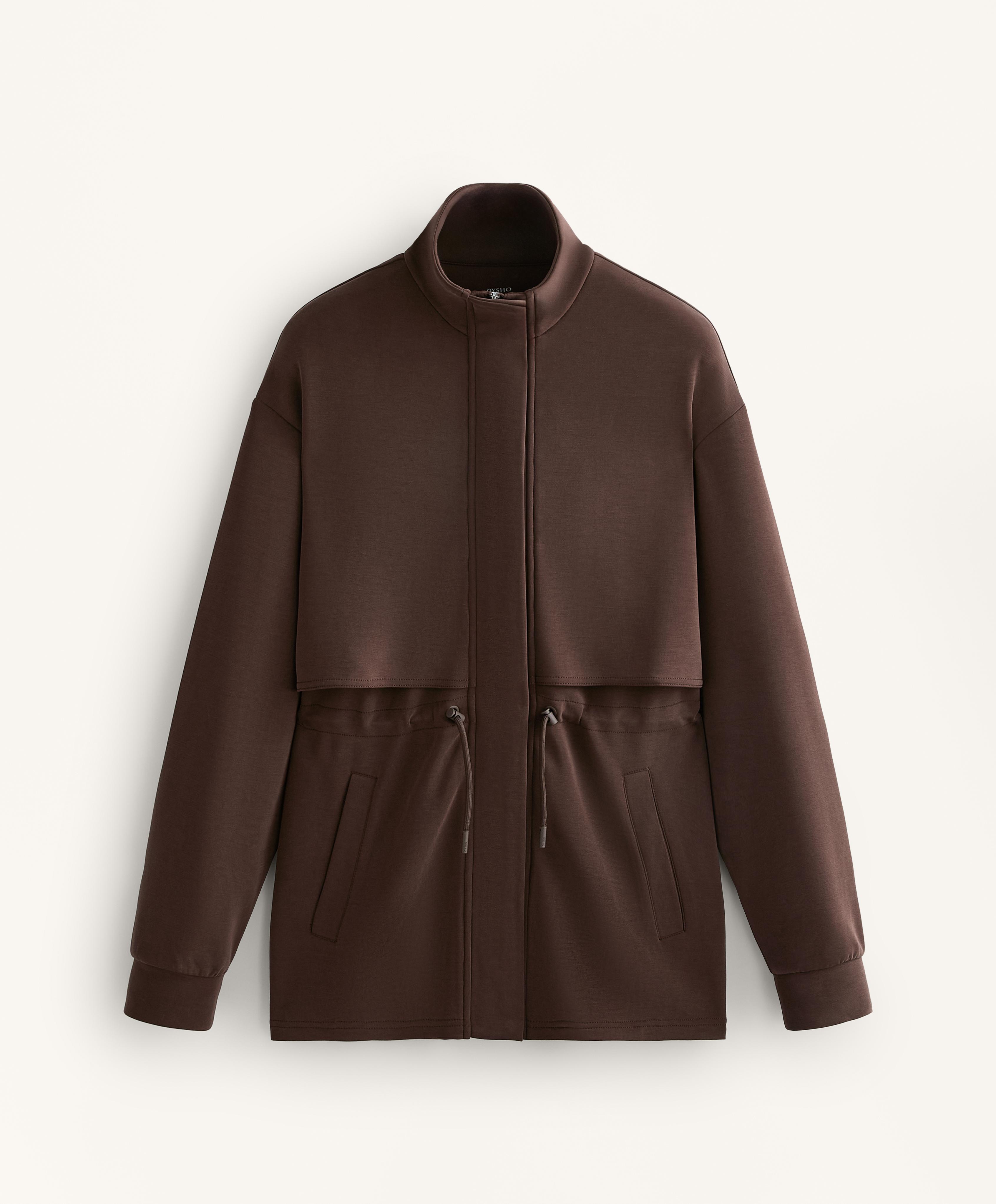 Long soft-touch jacket with modal and pockets | OYSHO Oman