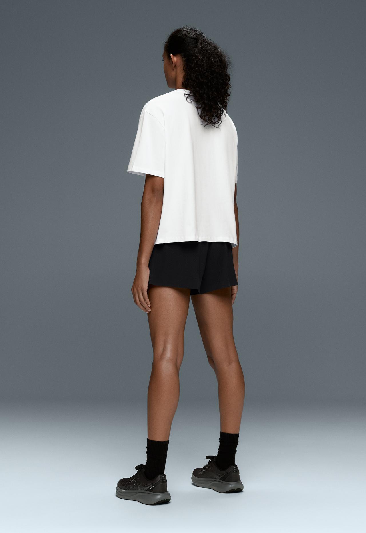 Boxy cropped cotton blend graphic T-shirt — WHITE