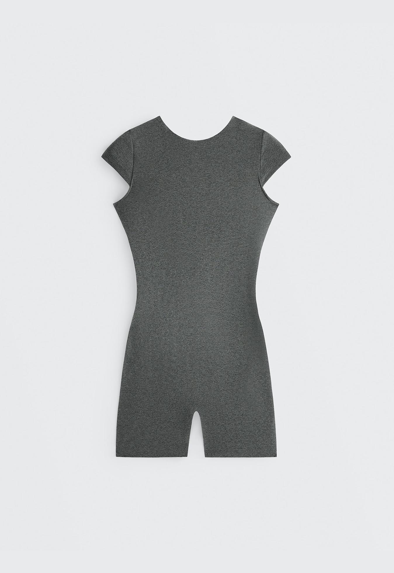 Comfortlux marl open-back short jumpsuit — DARK GREY MELANGE