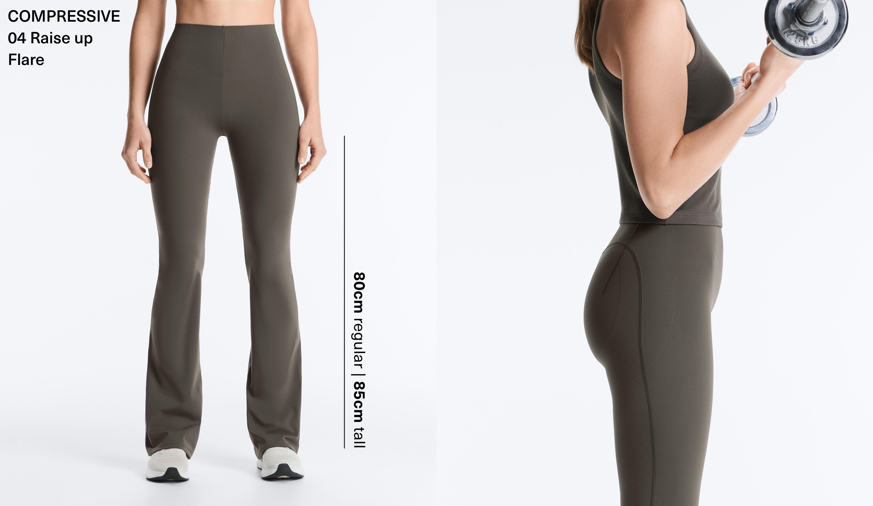 High-rise Compressive Raise Up flare trousers — CHARCOAL GREY