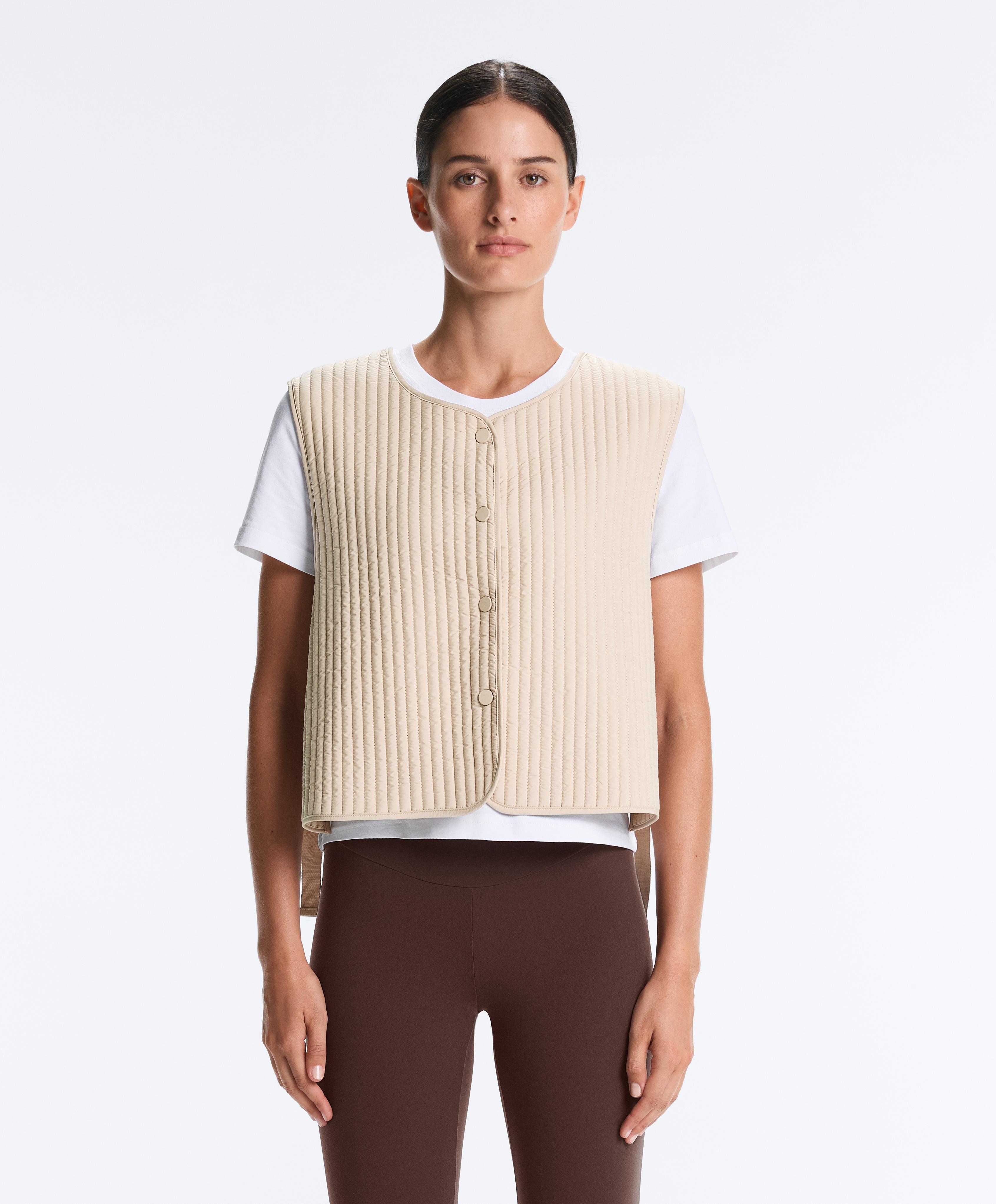 Thin padded nylon gilet — PALE BEIGE