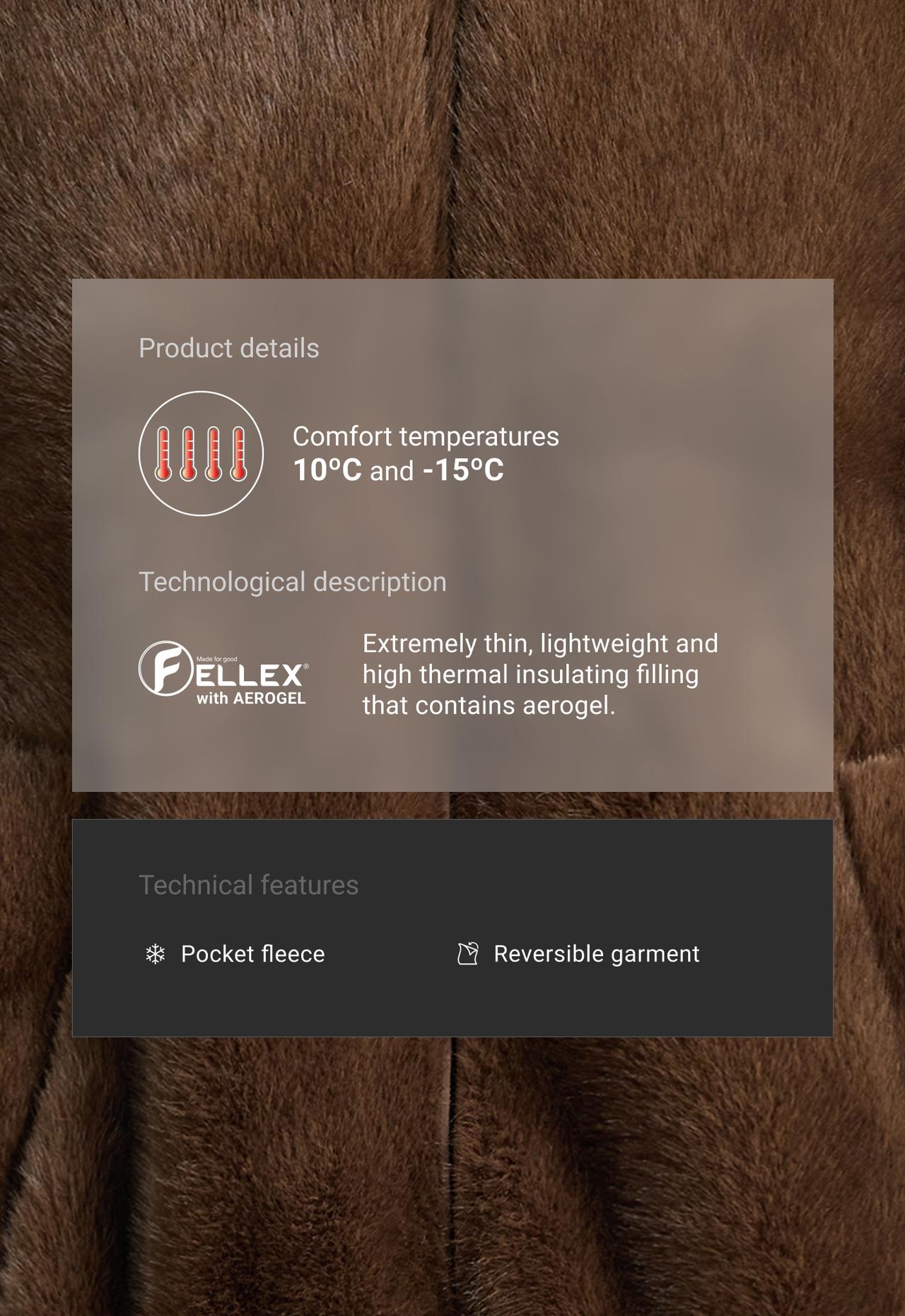 FELLEX® Aerogel padded jacket, Balloon faux-fur effect — COFFEE