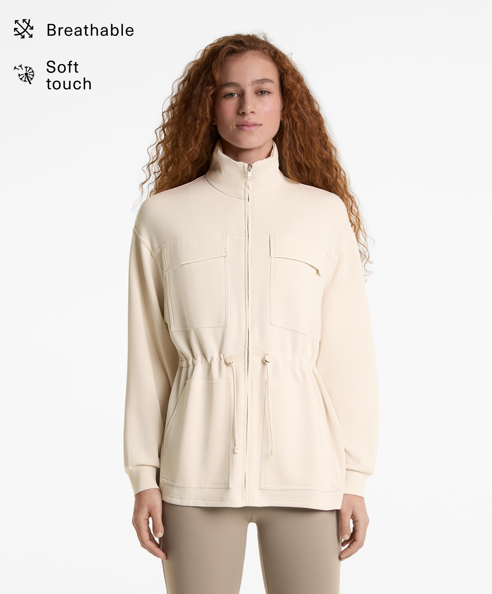 Chaqueta larga bolsillos Soft Touch con modal