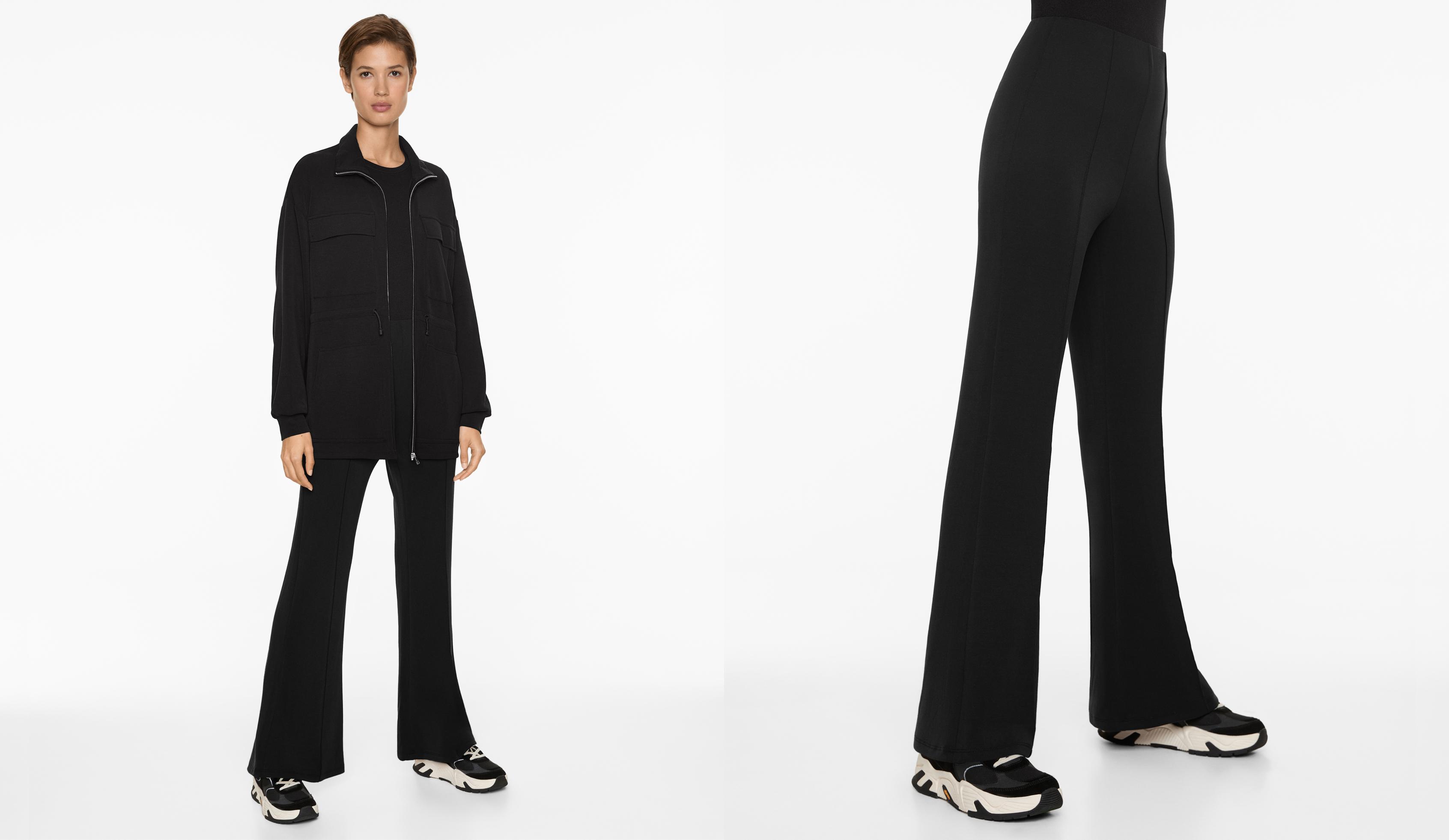 Crease flare trousers with modal