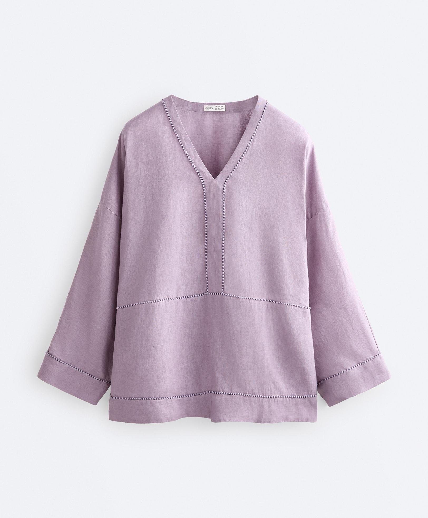 100% linen kaftan shirt — LILAC