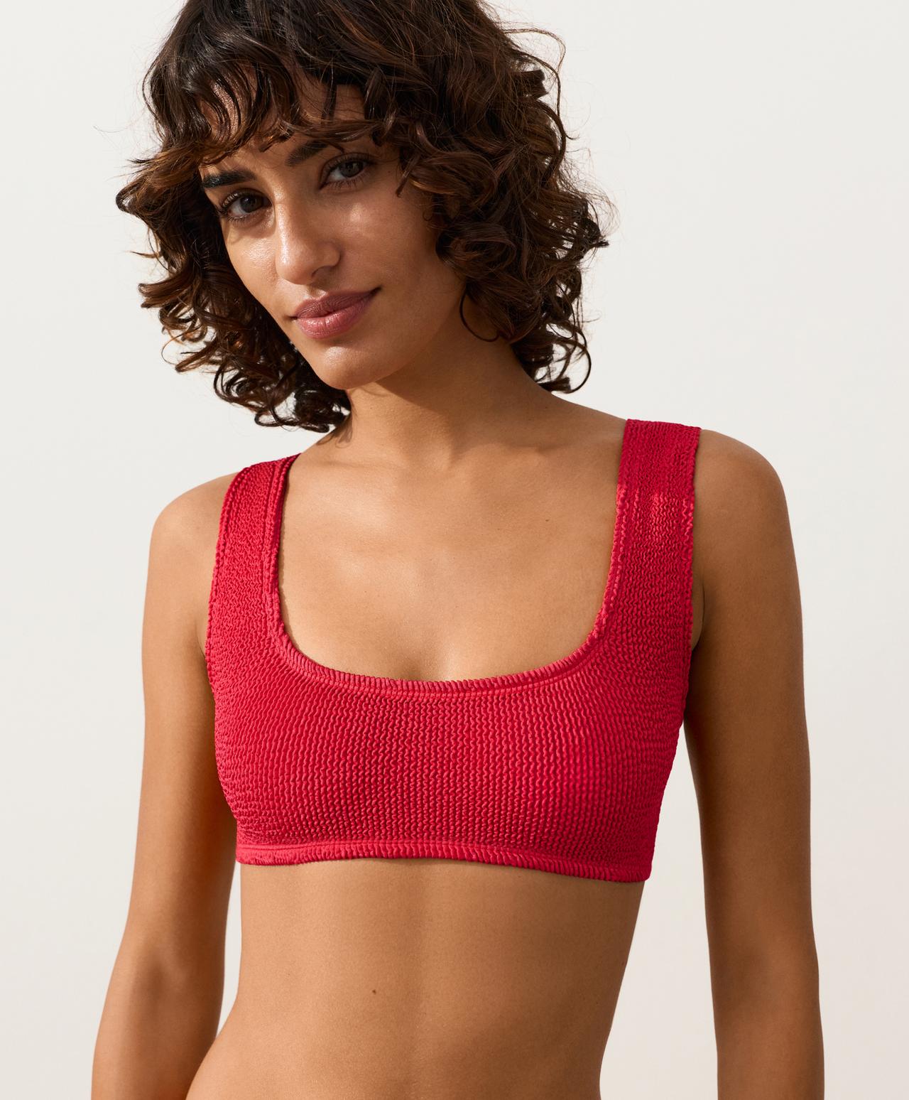 Crinkle bikini top — GERANIUM RED