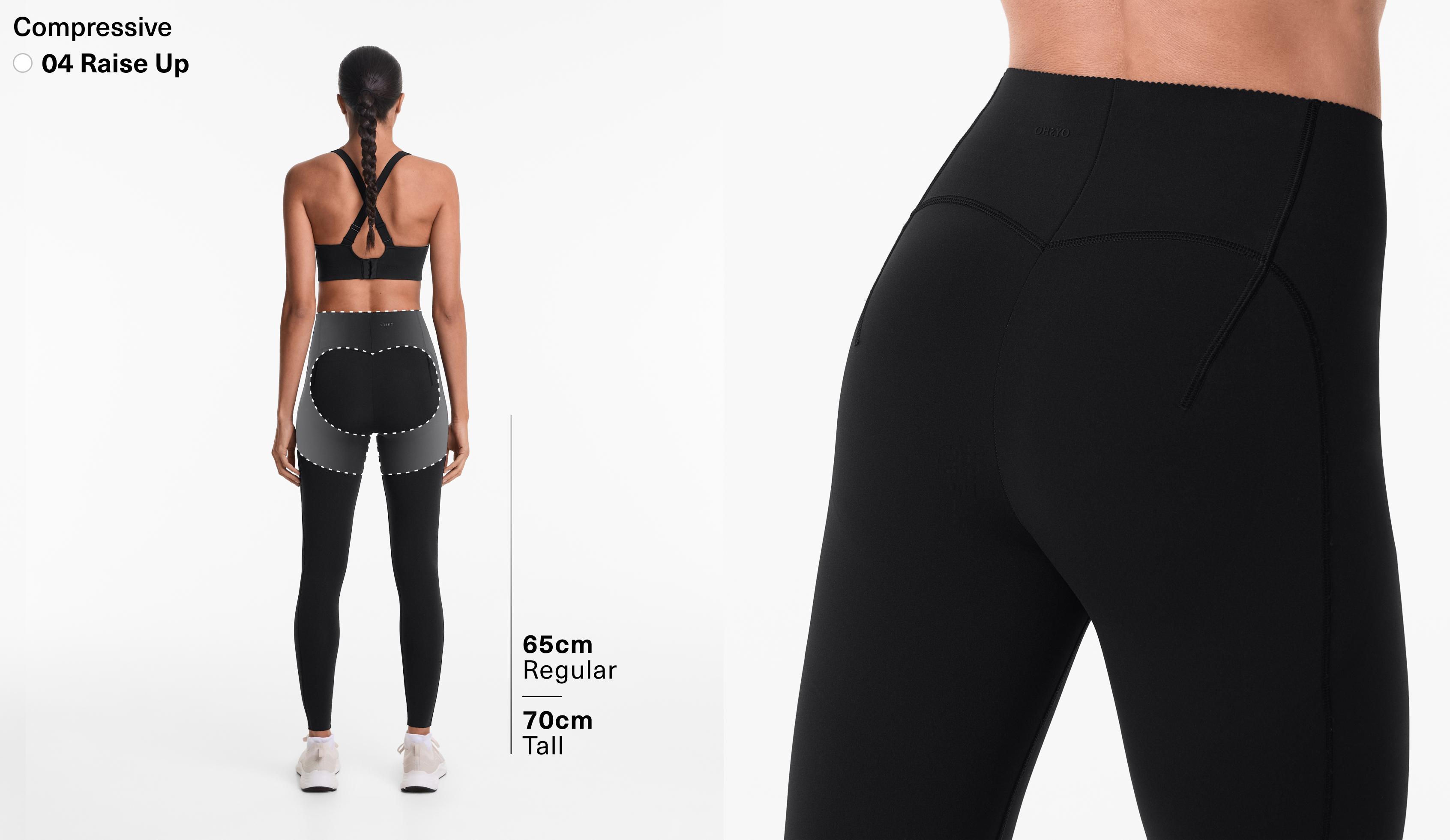 Compressive raise up ankle-length leggings