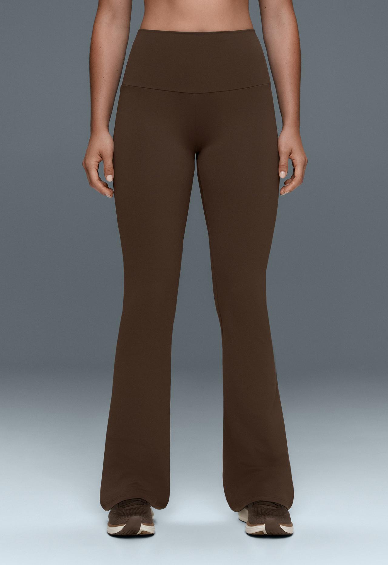 High-rise Comfortlux flare trousers — DARK BROWN