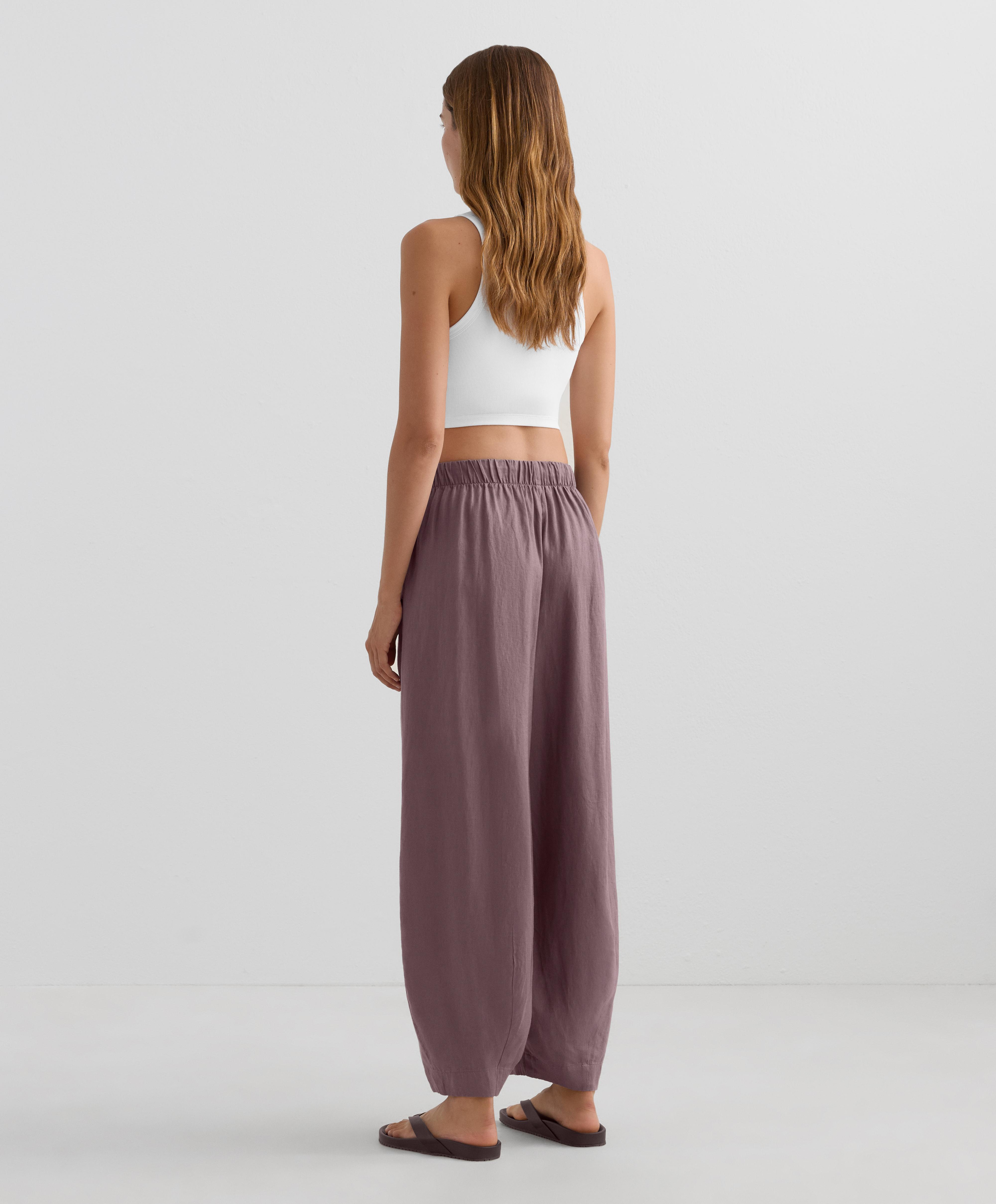 100% linen balloon trousers — DUSTY LILAC