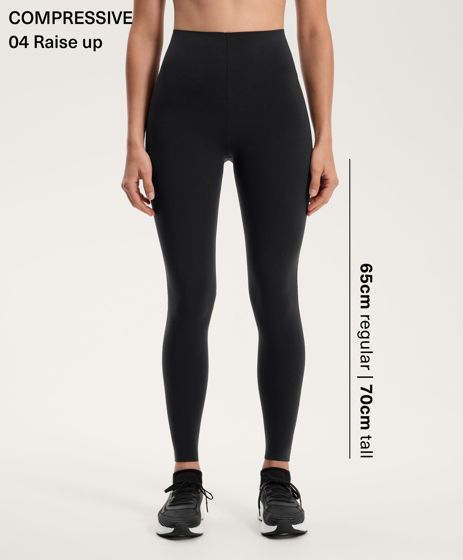 Compressive raise up ankle-length leggings