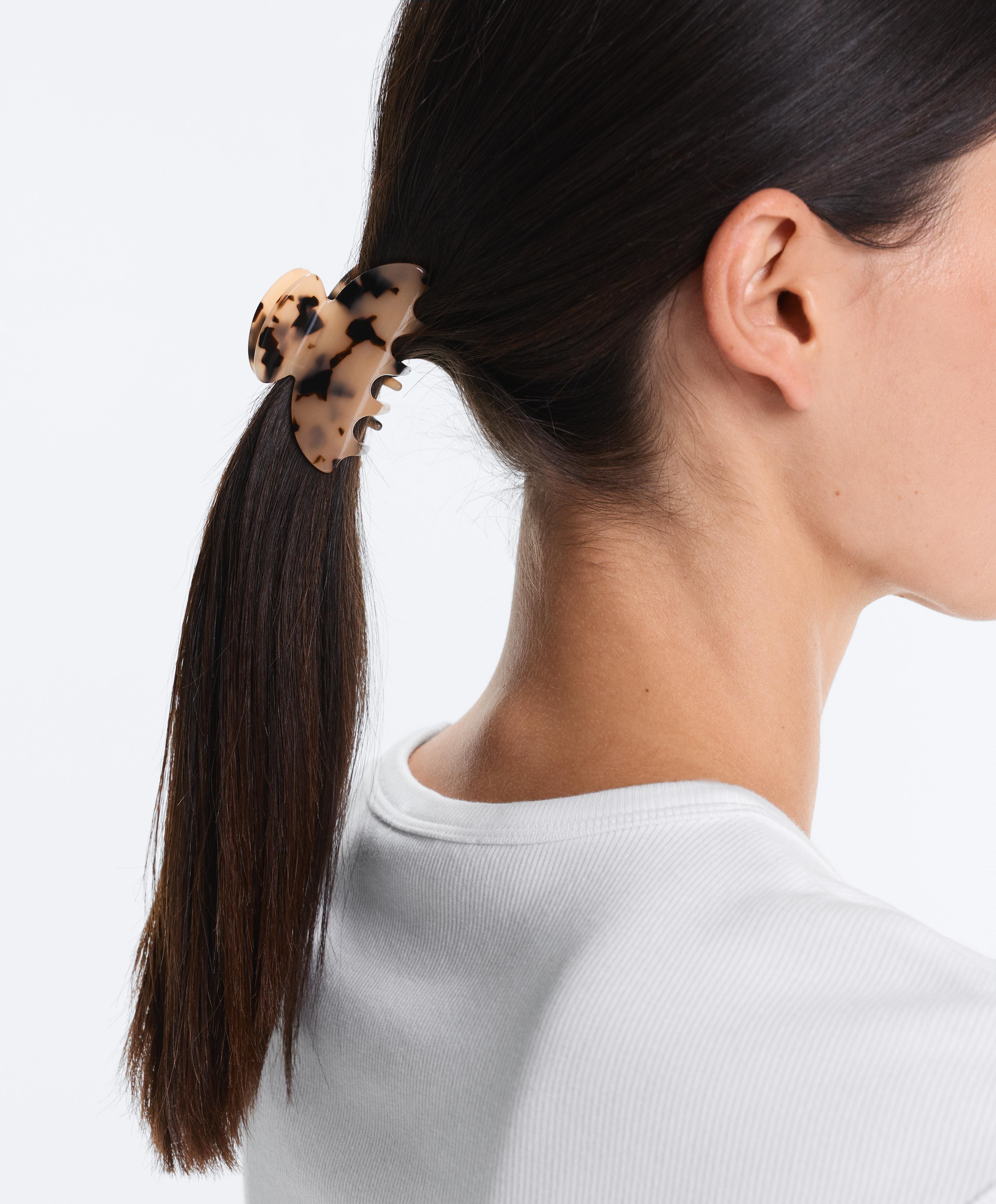 Medium tortoiseshell-effect hair clip — BLACK