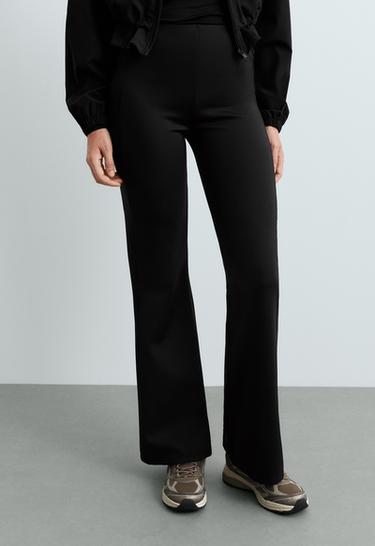 Neoprene-effect high rise flare trousers — BLACK 2