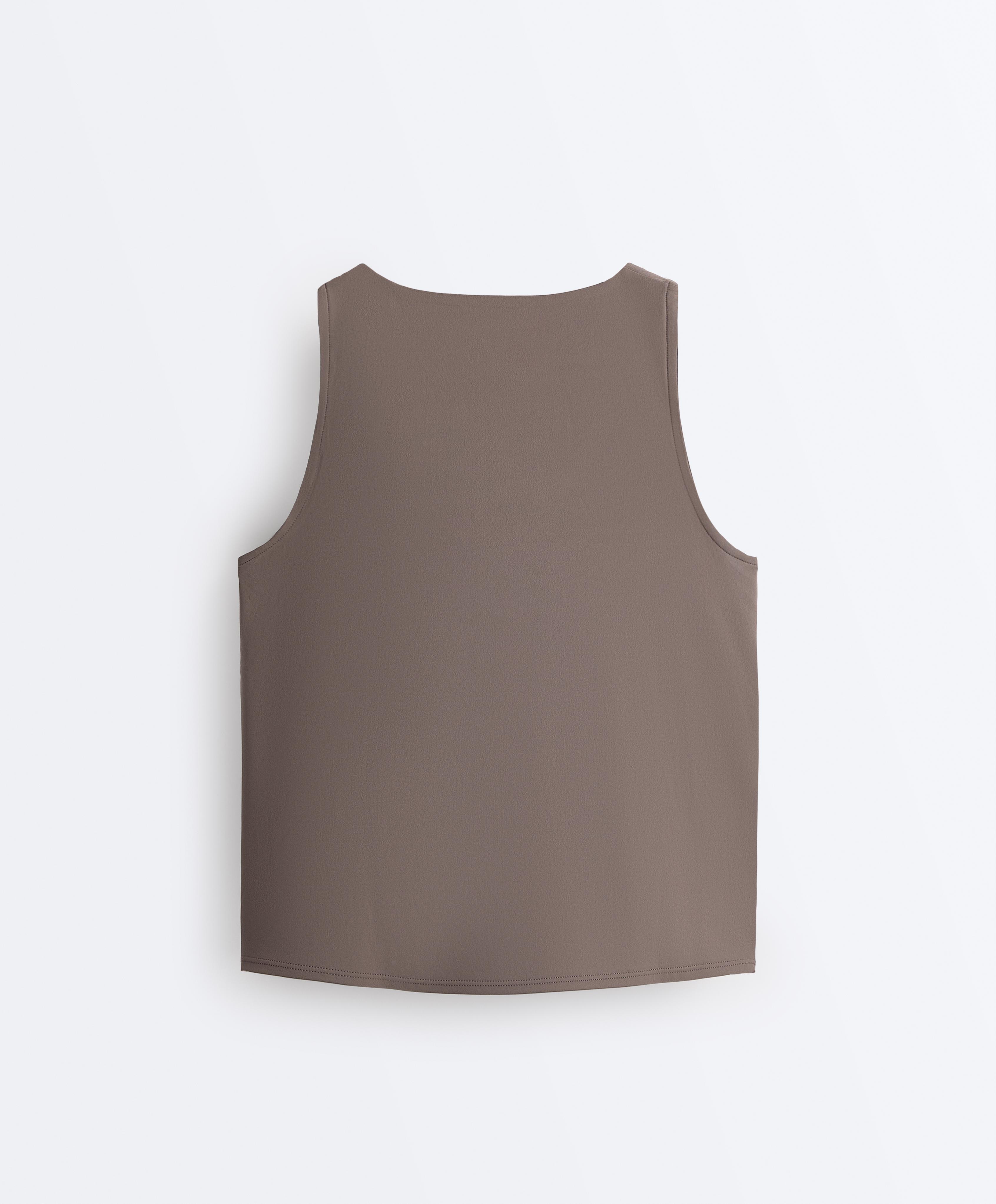 Cross-over sleeveless Comfortlux T-shirt — TAUPE-GREY