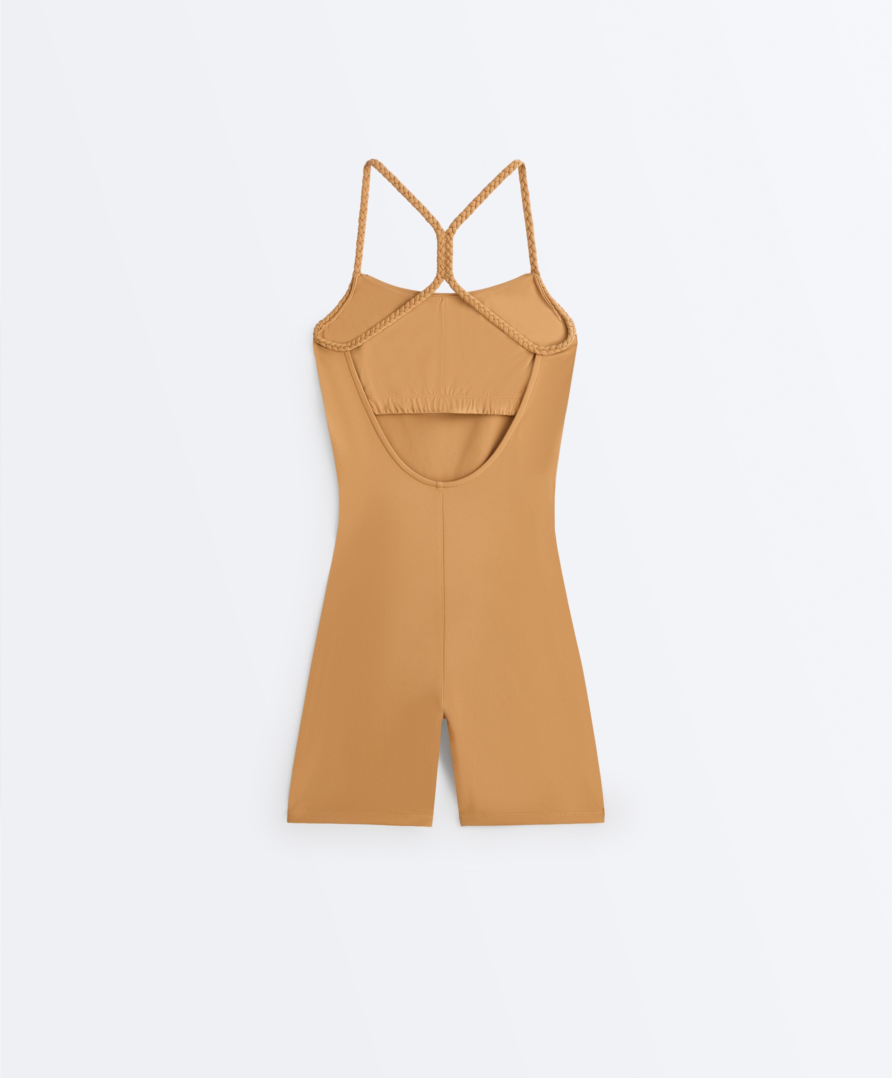 Comfortlux braided short jumpsuit — MUSTARD