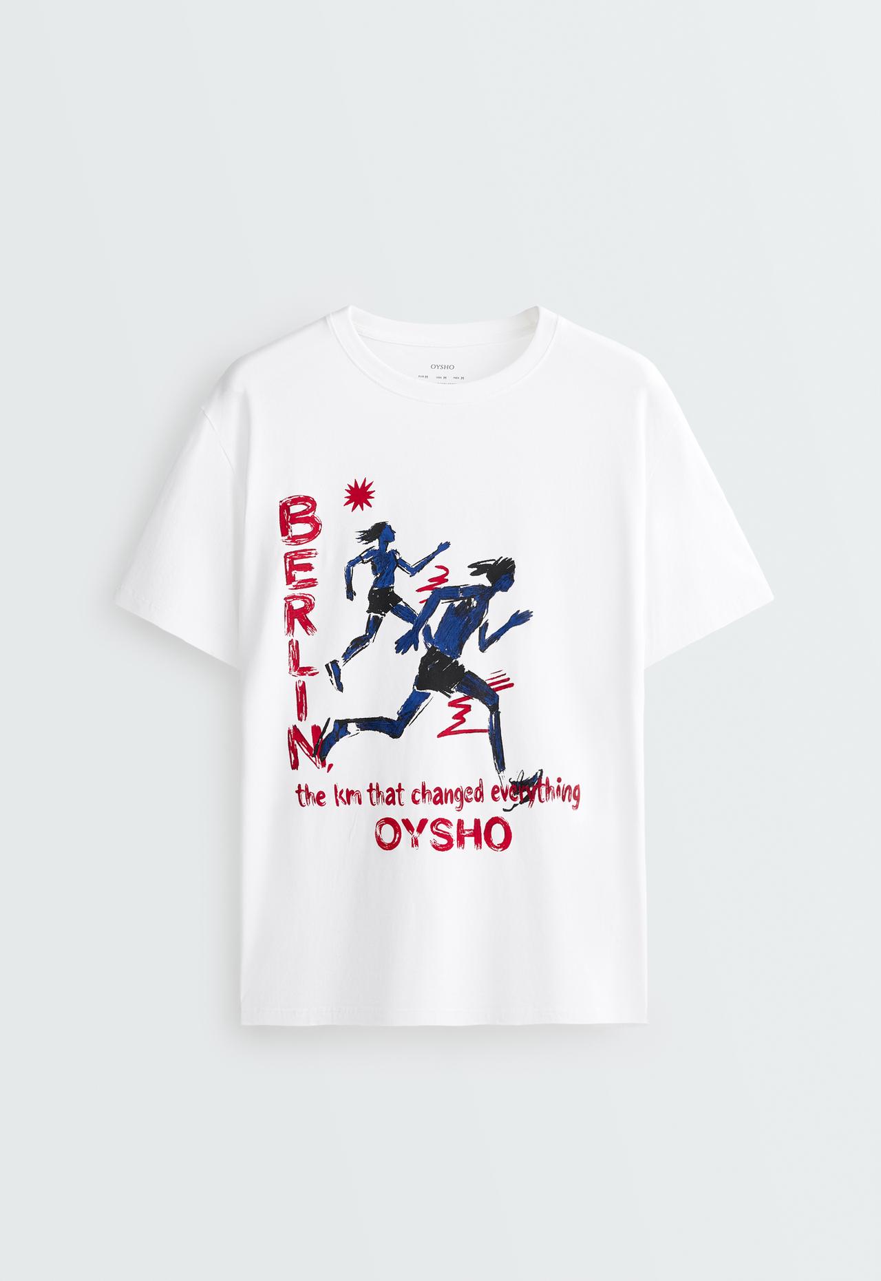Oversize print cotton blend short-sleeved T-shirt — WHITE 